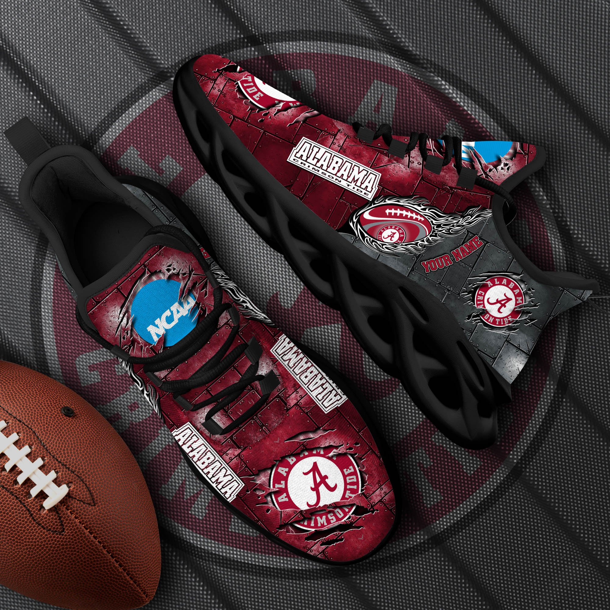 Alabama Crimson Tide Black Max Soul Shoes 2026 Versions, White Max Soul Shoes Custom Your Name PH879