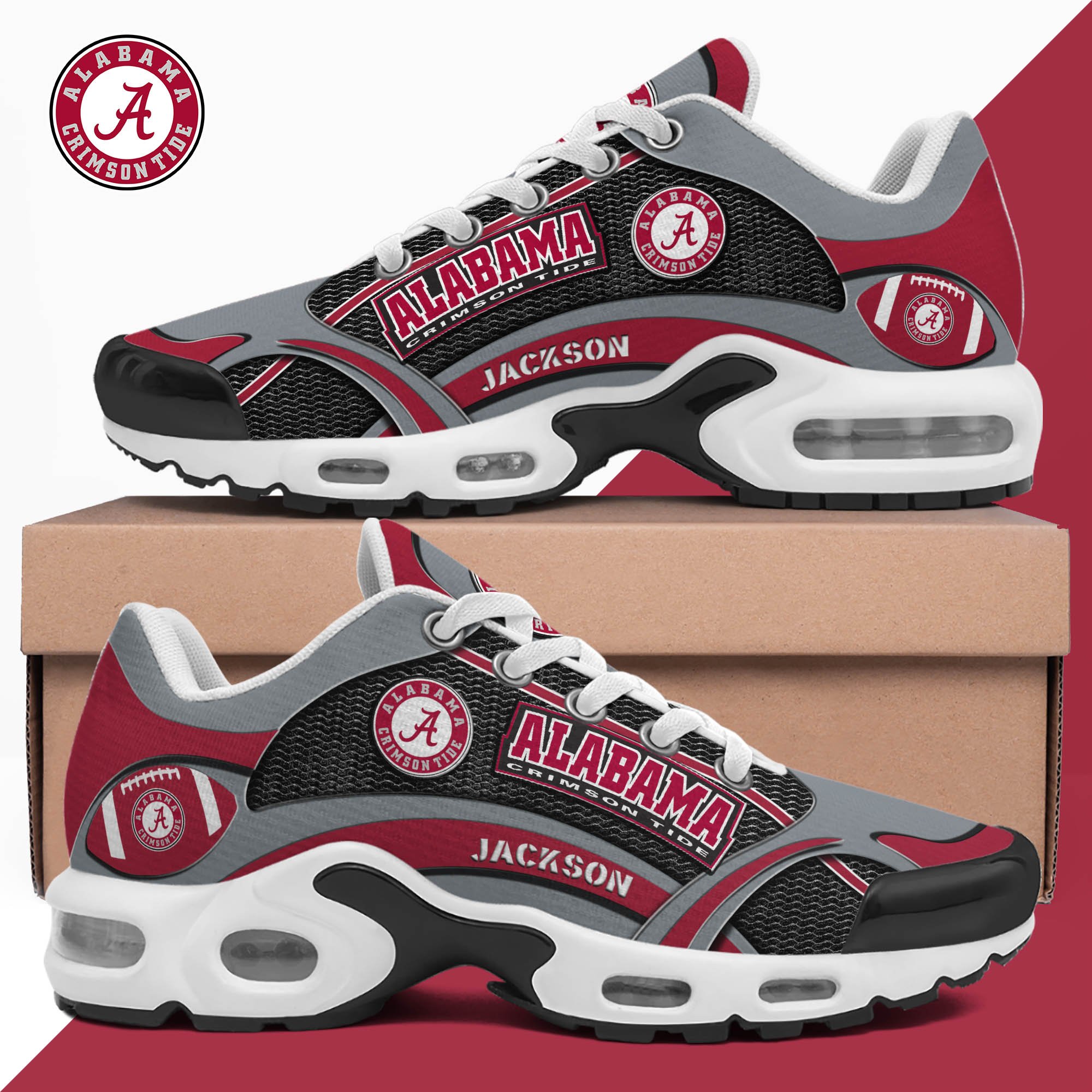 Alabama Crimson Tide Team TN Shoes 2026 Version Custom Name 889