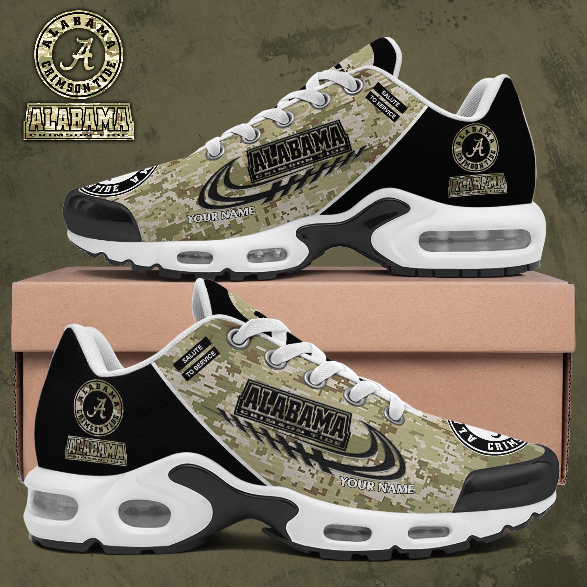Alabama Crimson Tide TN Shoes 2026 Version Custom Name, Camouflage Shoes, Gifts For Football Lovers PH636
