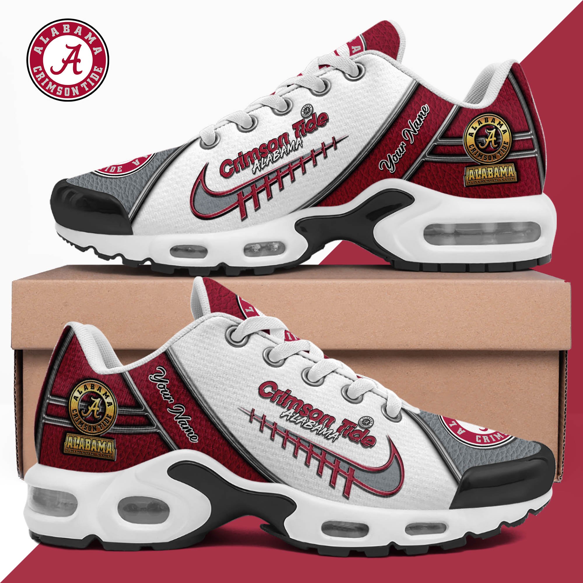 Alabama Crimson Tide TN Shoes 2026 Version Custom Your Name, Football Team Shoes 516