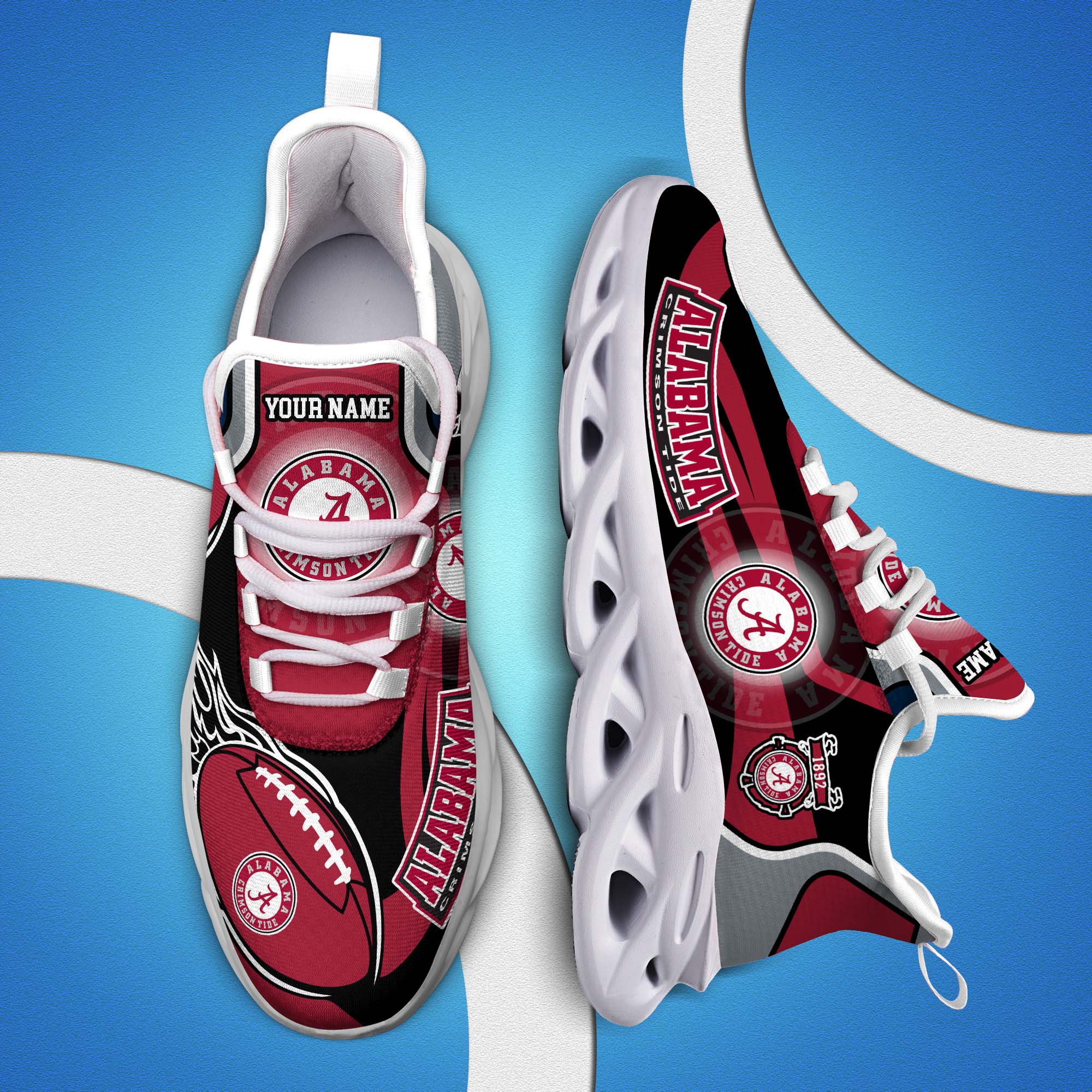alabama crimson tide white c sneakers 2026 version personalized your name 090 8492 lelgu