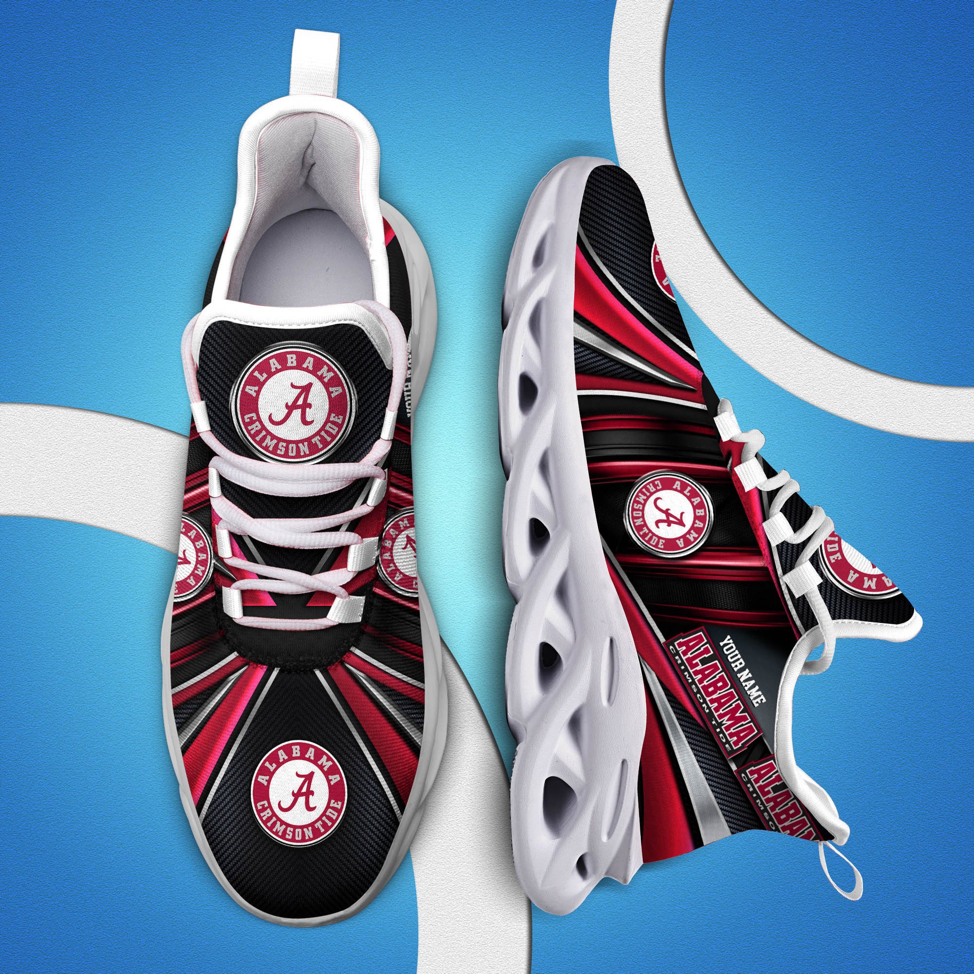Alabama Crimson Tide White C Sneakers 2026 Version Personalized Your Name, Sport Team Sneakers, Sport Gifts PH892