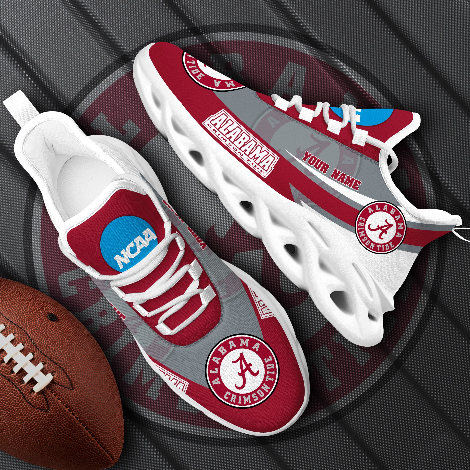 Alabama Crimson Tide White Max Soul Shoes 2026 Versions Custom Your Name, Sports Gift For Fan PH019