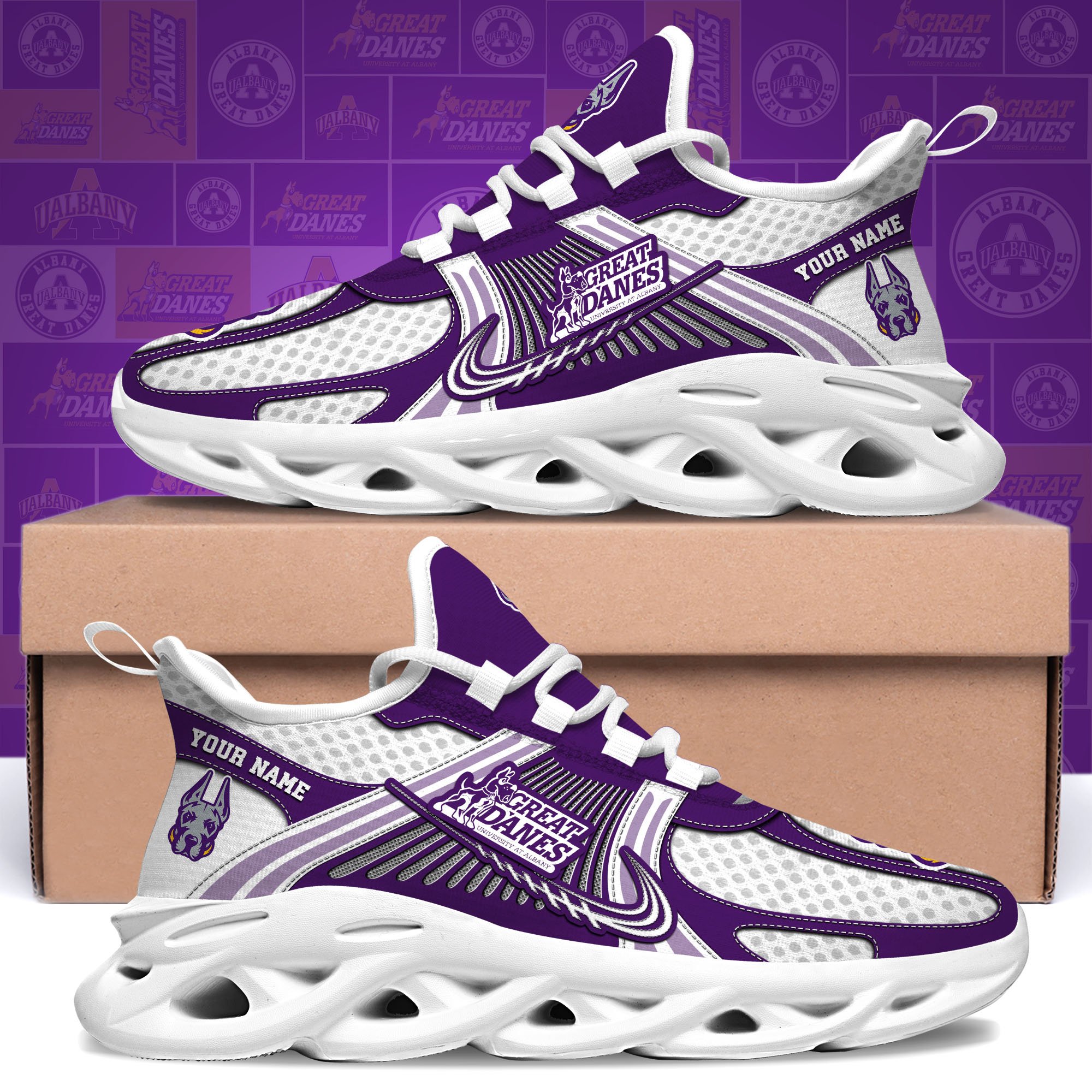 Albany Great Danes Clunky Sneakers Custom Your Name, Sport Sneakers, Sport Gifts For Fan, Gifts For Him