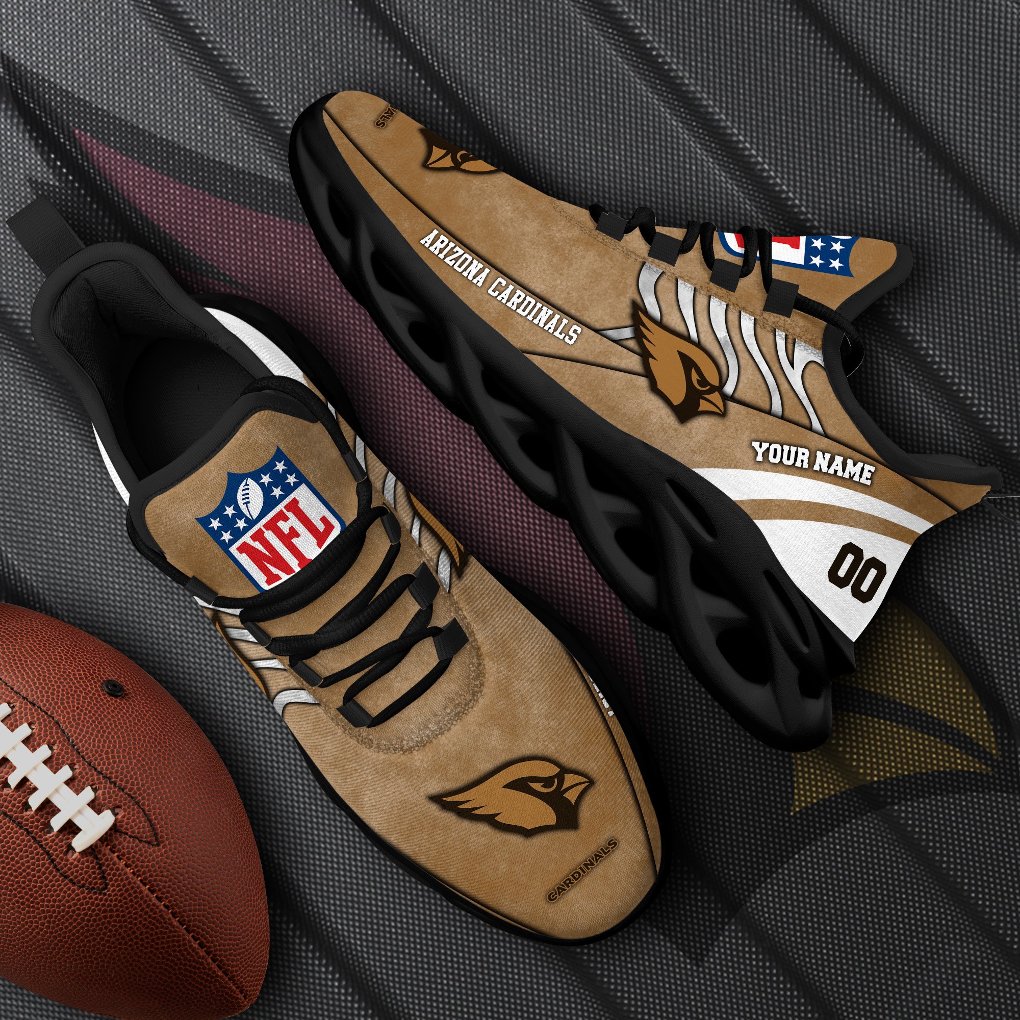 Arizona Cardinals Black Max Soul Shoes 2026 Versions Custom Your Name And Number 264
