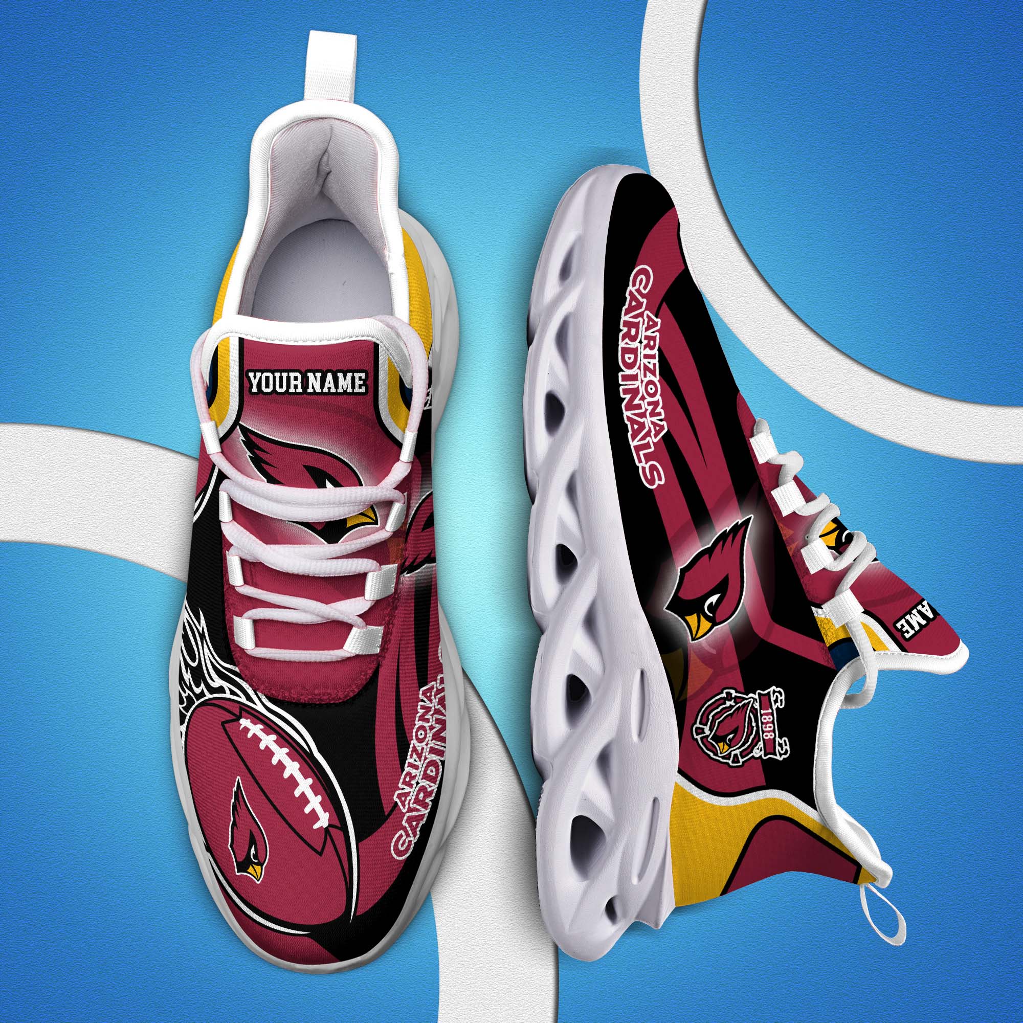 Arizona Cardinals White C Sneakers 2026 Version Personalized Your Name 090