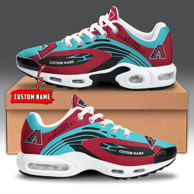 Arizona Diamondbacks Personalized Name Team Logo Mix Colors Wave Line TN Shoes Air Cushion Sneakers