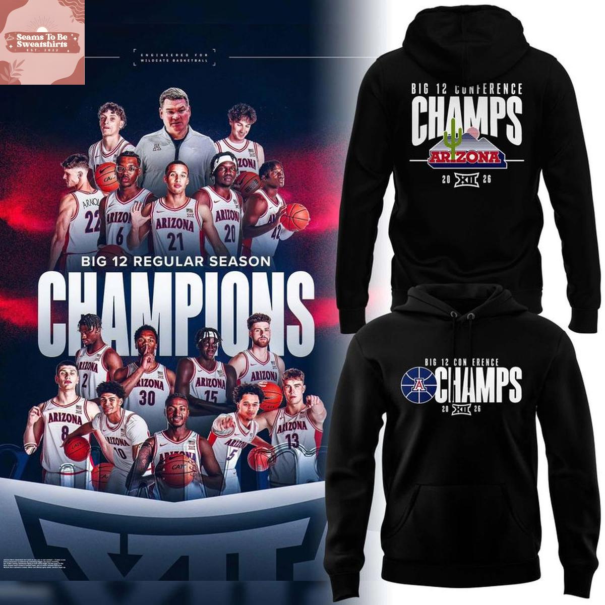 Arizona Wildcats 2026 Big 12 Conference Champions Hoodie T-Shirt 