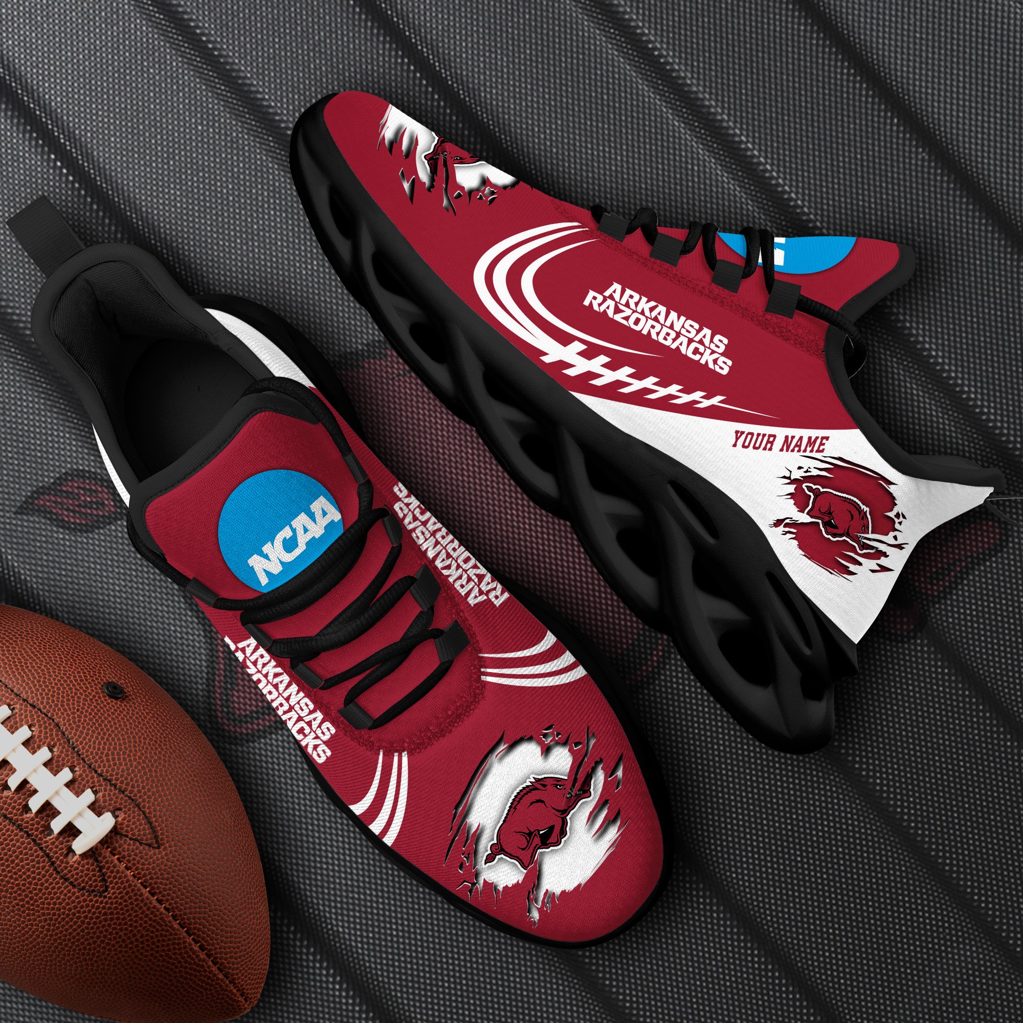 Arkansas Razorbacks Black Max Soul Shoes 2026 Versions Custom Name 016