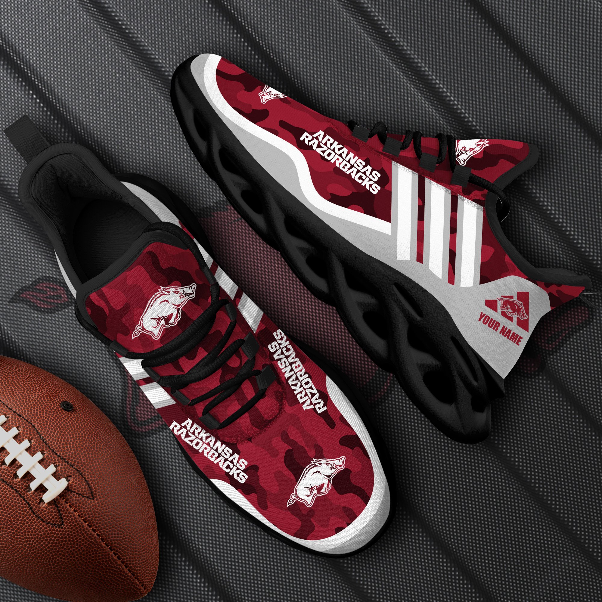 Arkansas Razorbacks Black Max Soul Shoes 2026 Versions Custom Name 466
