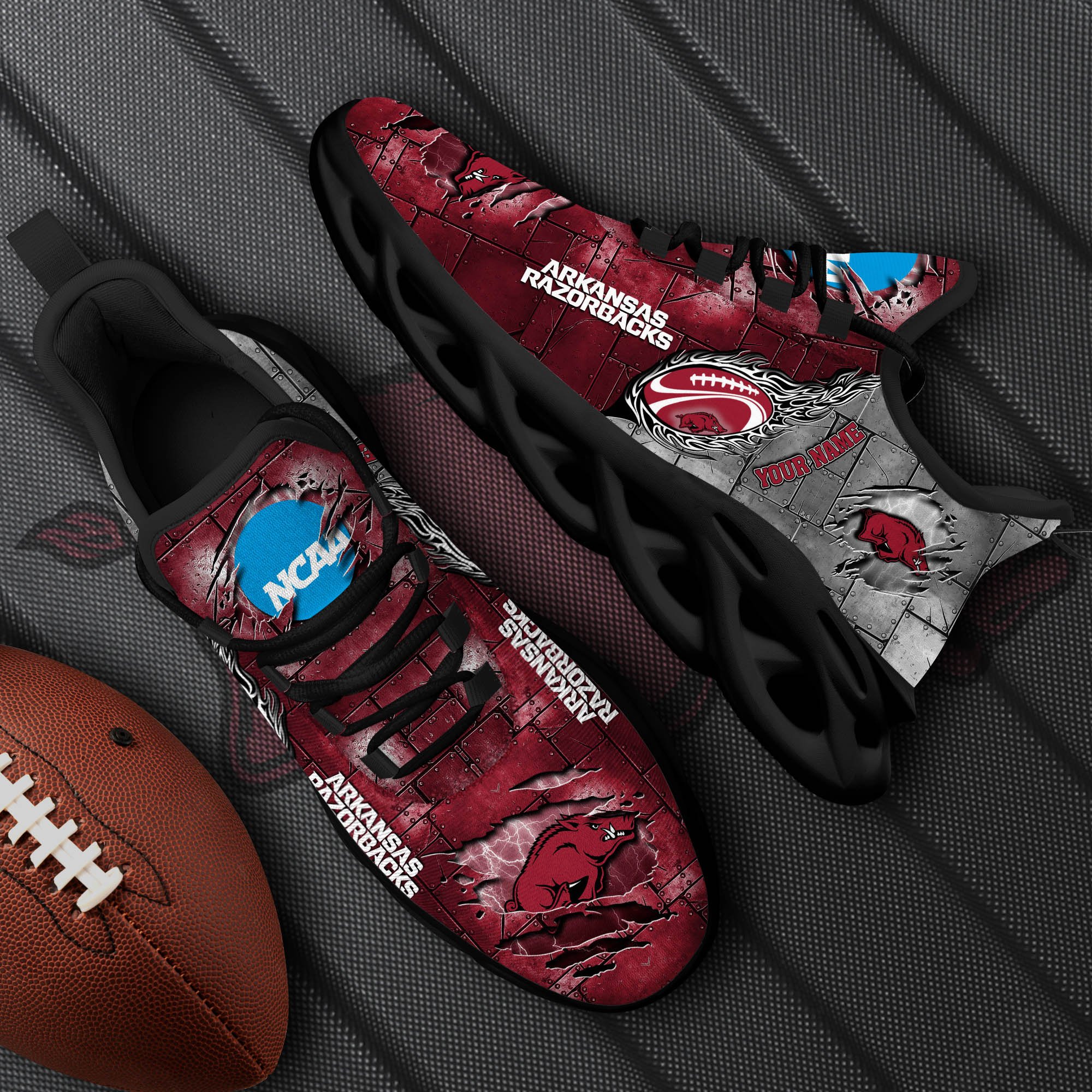 Arkansas Razorbacks Black Max Soul Shoes 2026 Versions, White Max Soul Shoes Custom Your Name PH879
