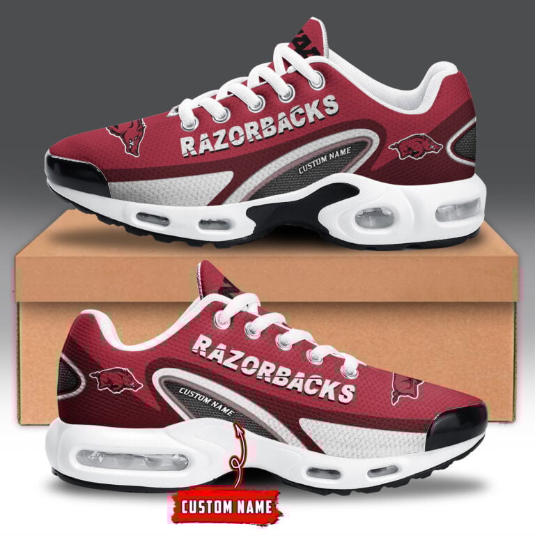 Arkansas Razorbacks Personalized Name Team Logo Mix Colors Oval Line TN Air Max Shoes Air Cushion Sneakers