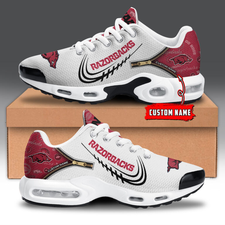 arkansas razorbacks personalized name team logo mix colors zipped line tn shoes air cushion sneakers 8270 fsz1a