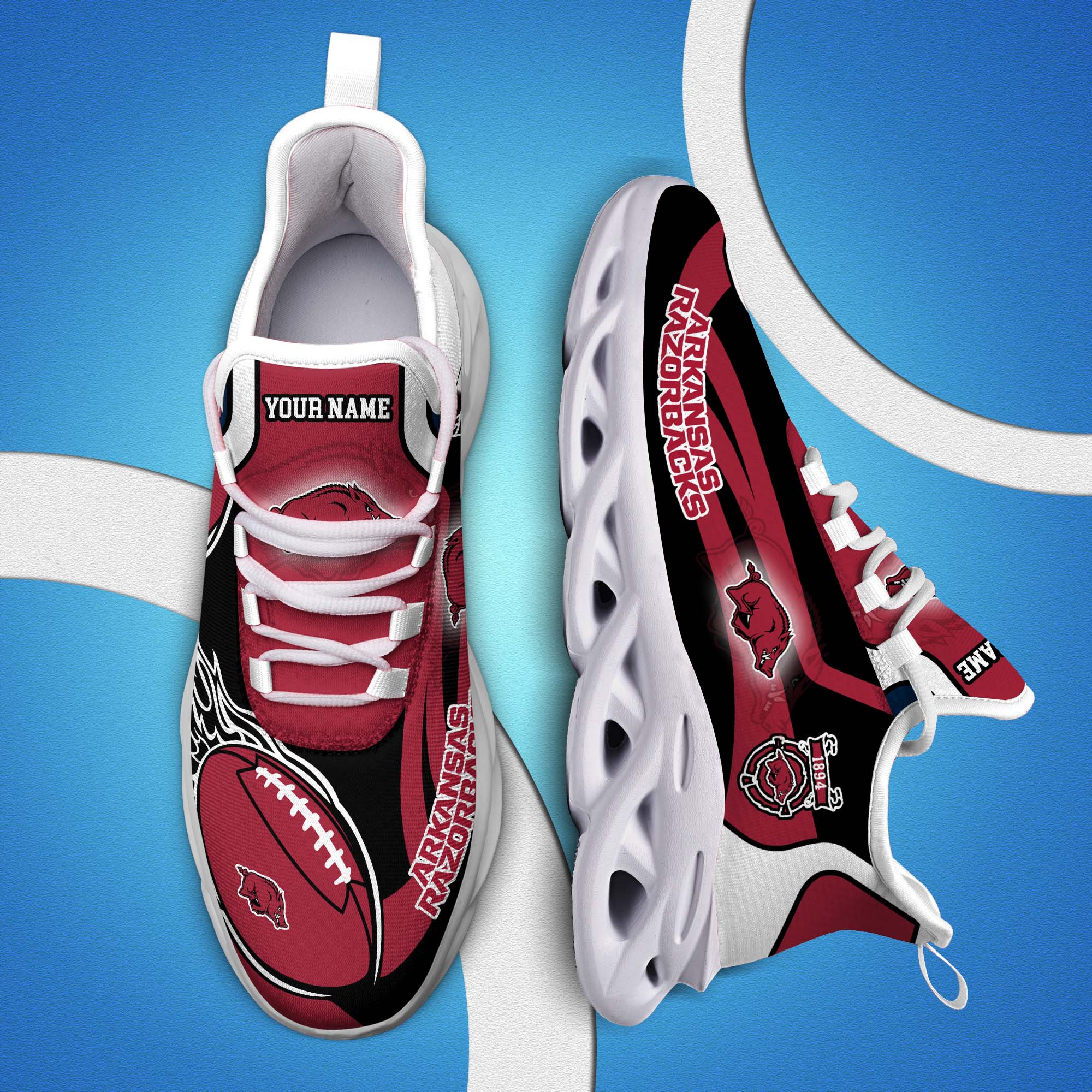 Arkansas Razorbacks White C Sneakers 2026 Version Personalized Your Name 090