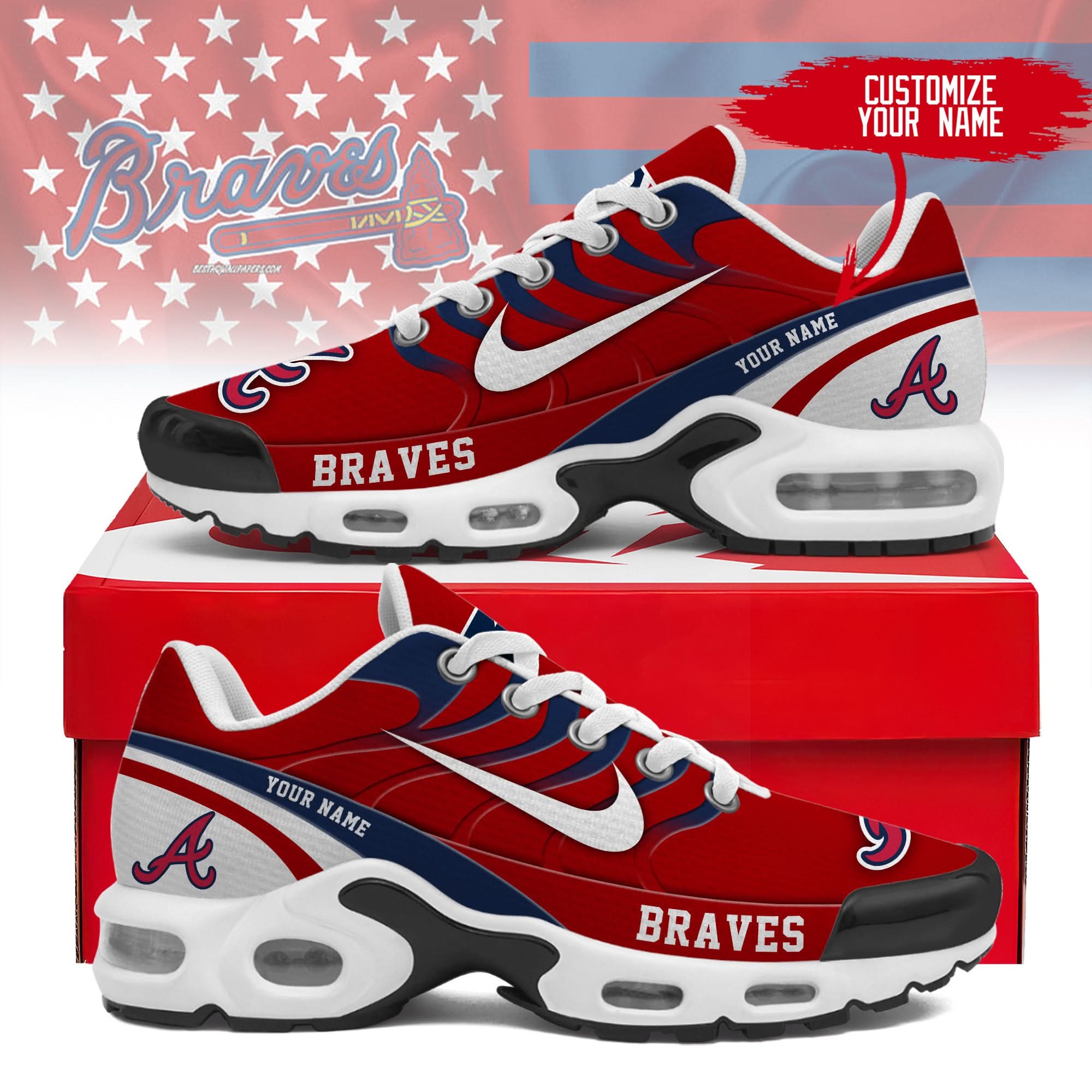Atlanta Braves Personalized Air Max Shoes 300525