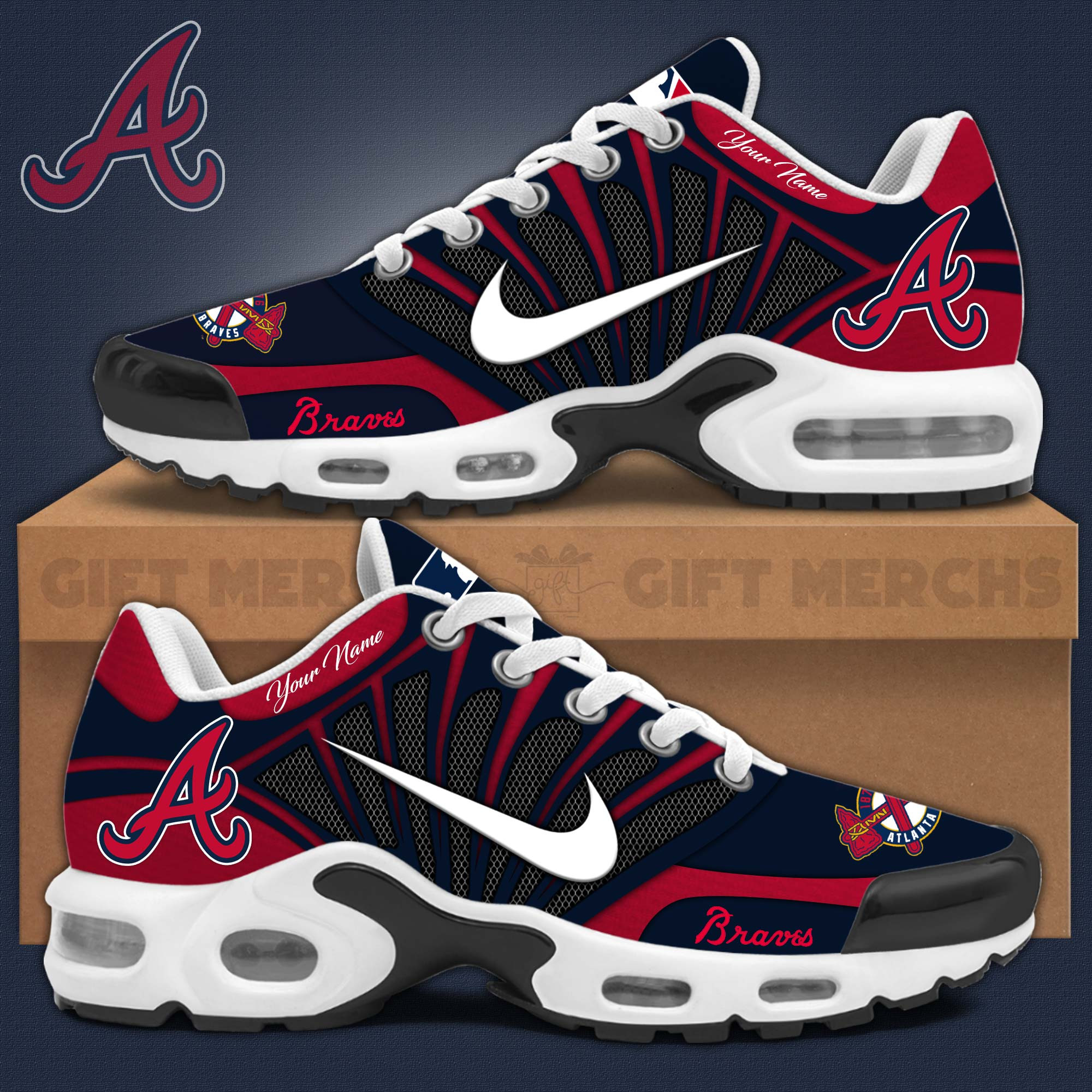 Atlanta Braves TN Air Max Plus Shoes Sneakers For Men And Women