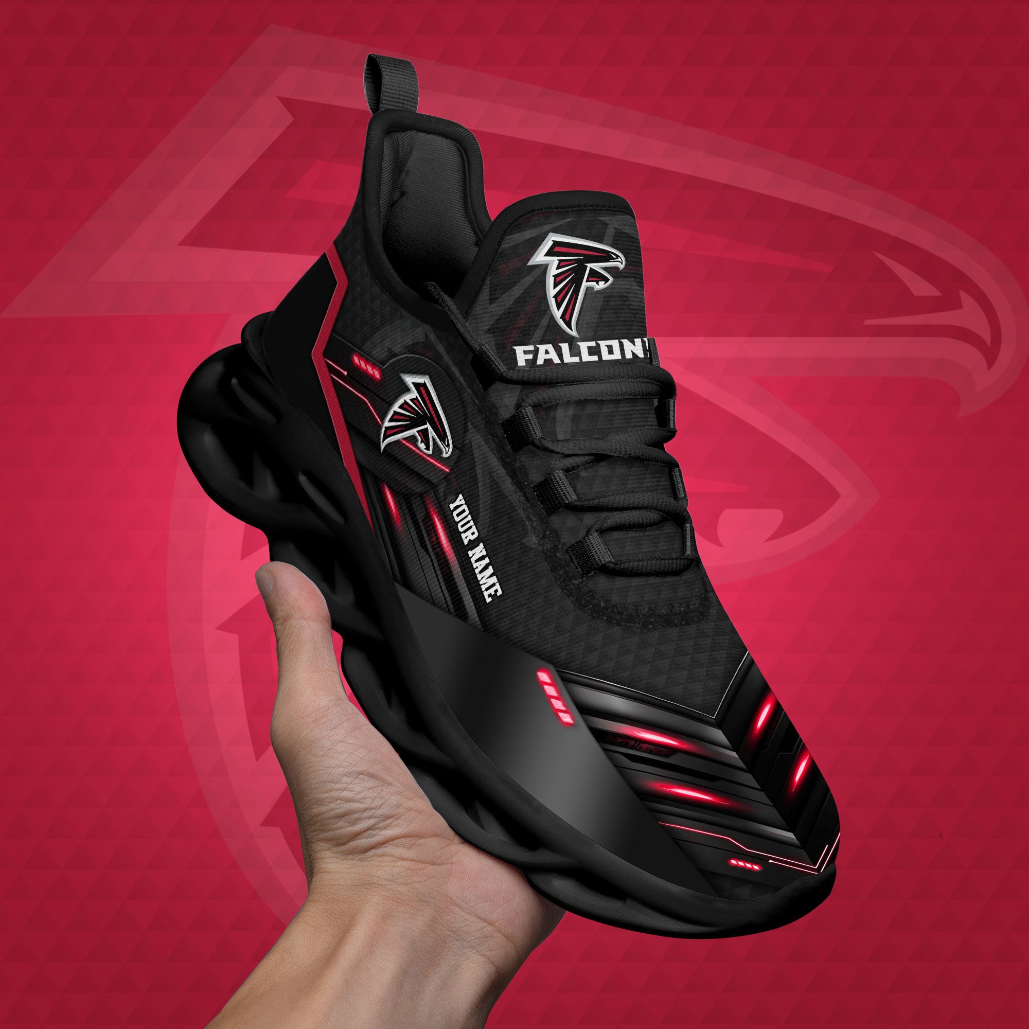 atlanta falcons black clunky sneaker custom name max soul shoes sport gifts for fan 8389 wpqjo