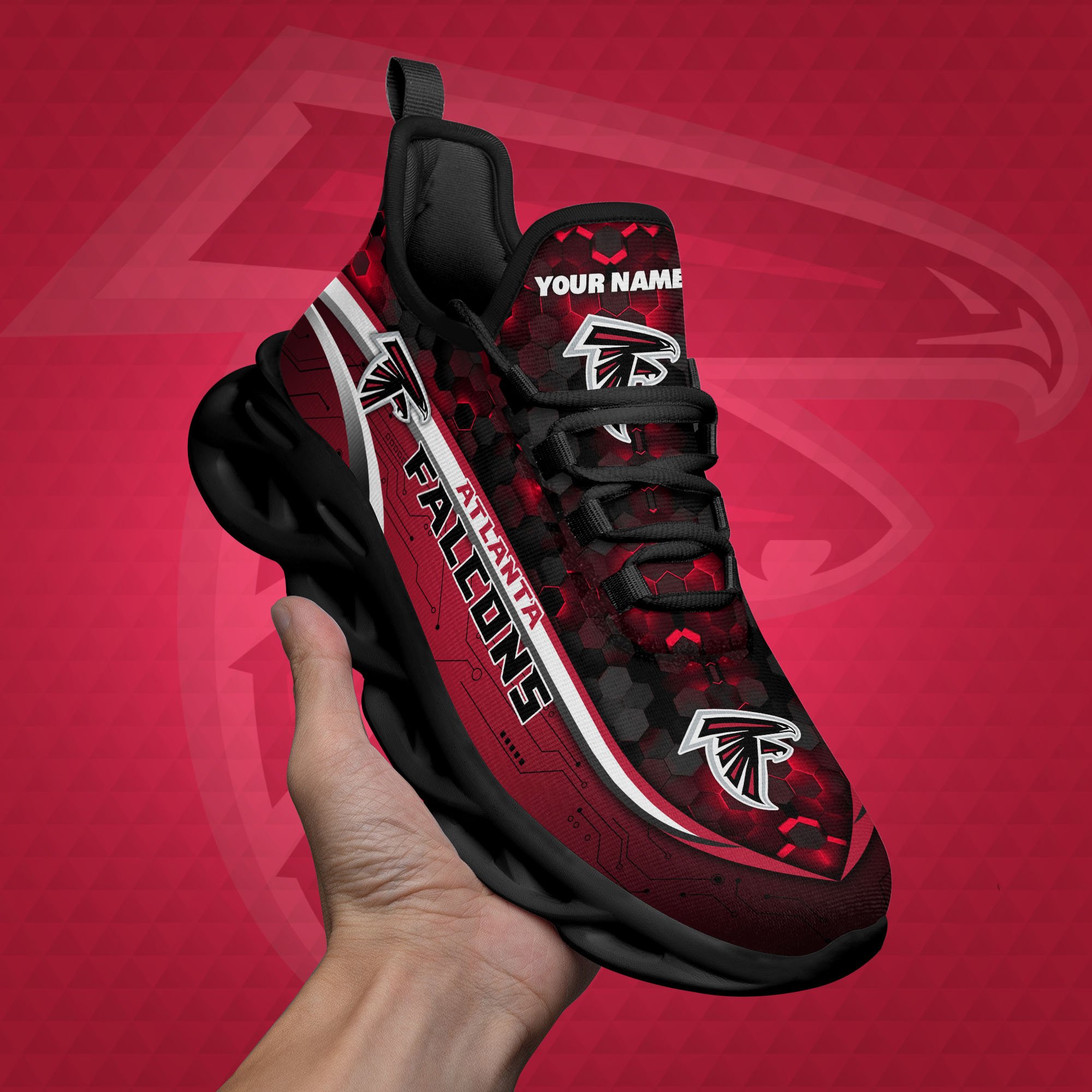 atlanta falcons black clunky sneakers custom name max soul shoes sport gifts 6319 7akzr