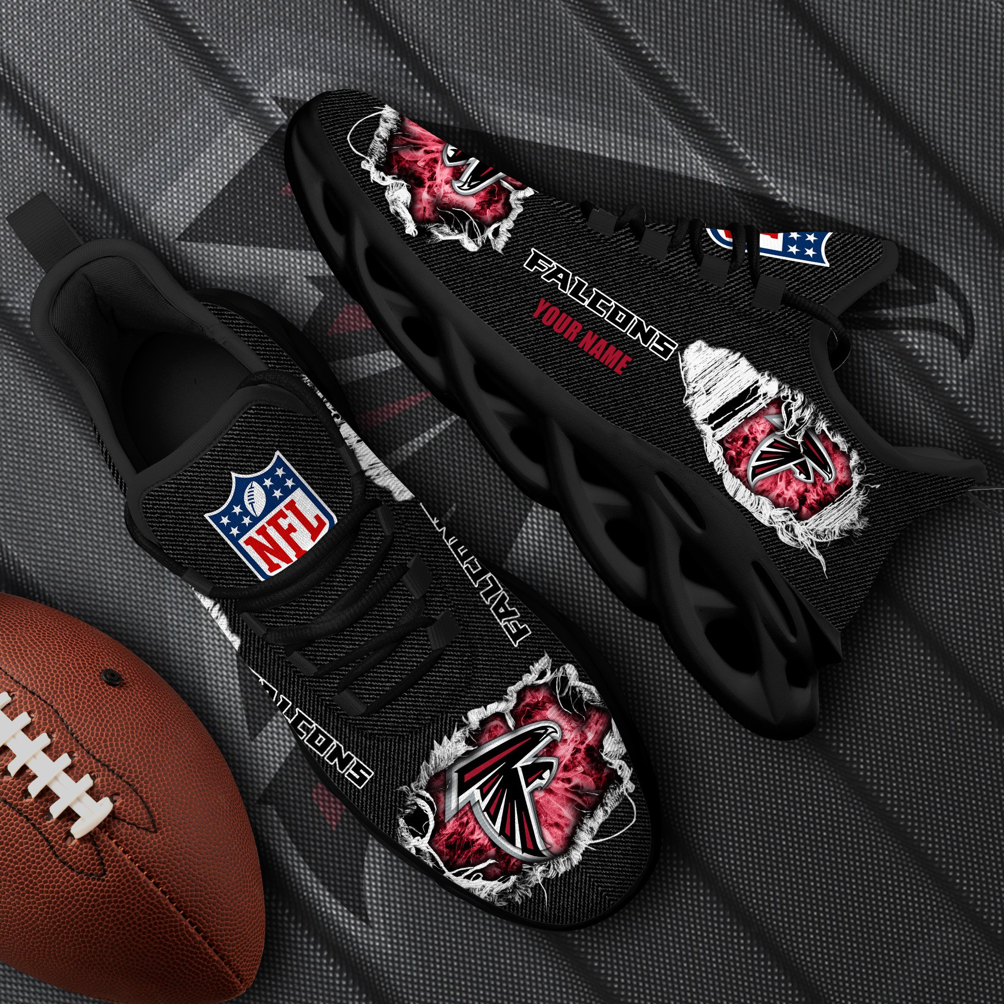 Atlanta Falcons Black Max Soul Shoes 2026 Versions Custom Name 554
