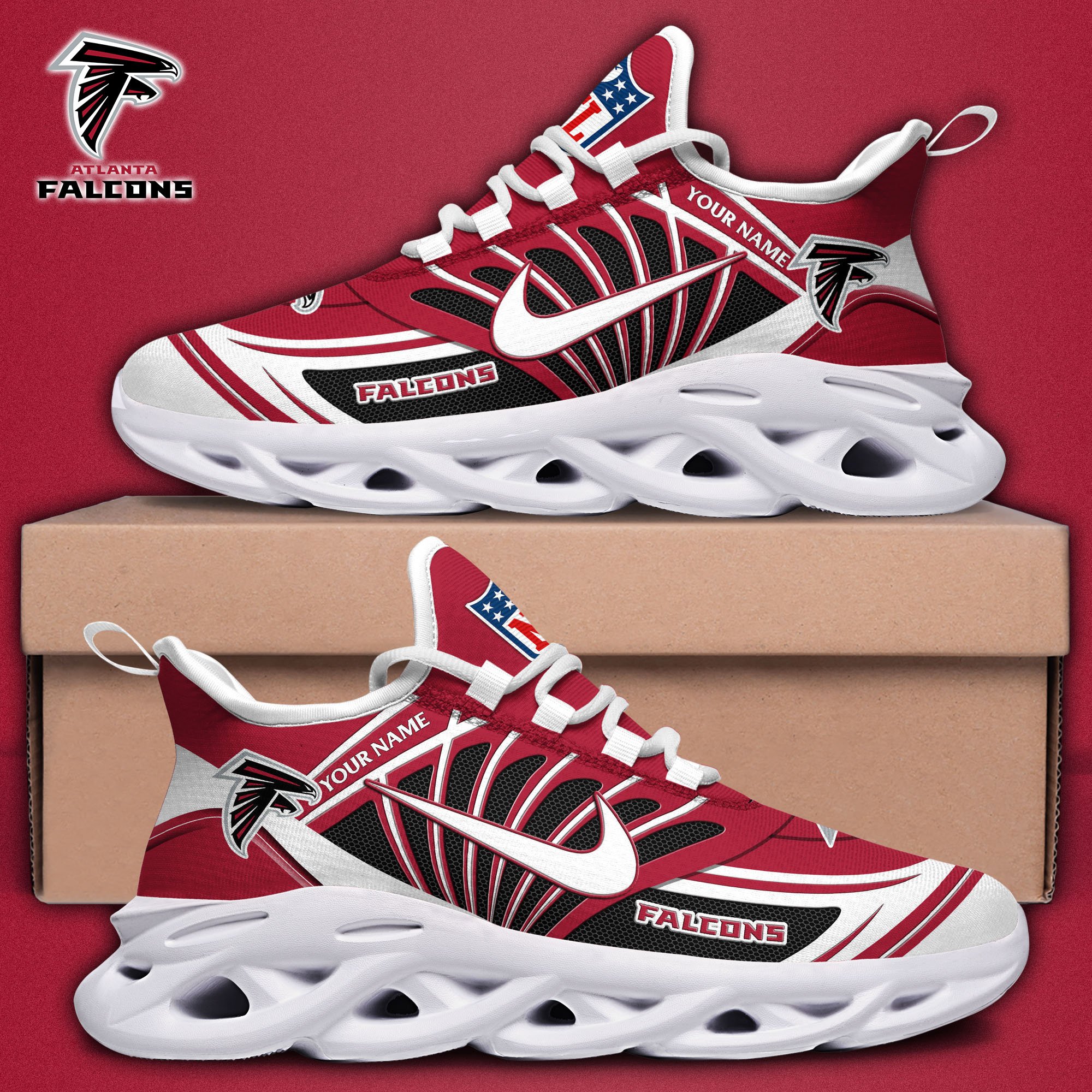 Atlanta Falcons Black Max Soul Shoes 2026 Versions Custom Name 898