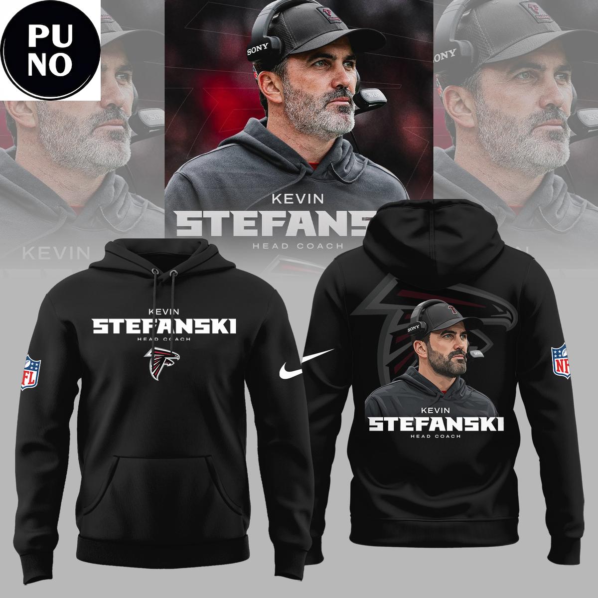 atlanta falcons coach kevin stefanski 2026 black hoodie t shirt 3275 hjcy1