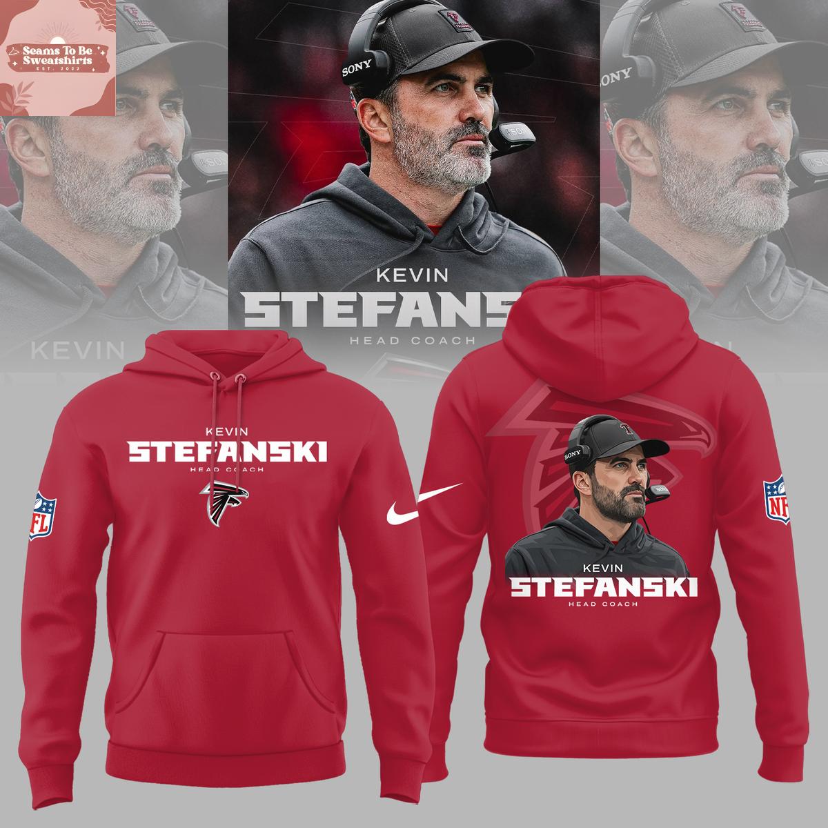 Atlanta Falcons Coach Kevin Stefanski 2026 Red Hoodie T-Shirt 