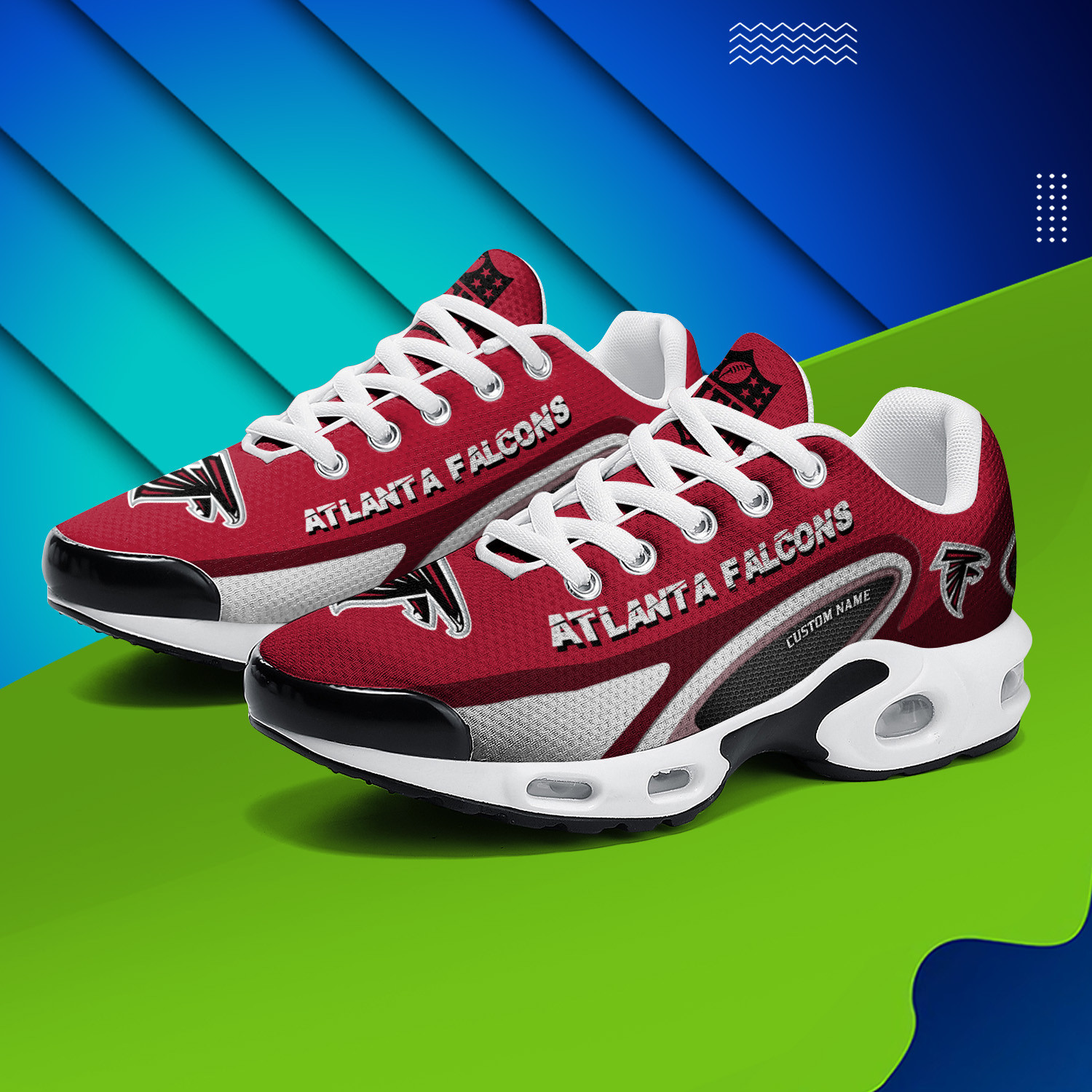 atlanta falcons personalized name team logo mix colors oval line tn air max shoes air cushion sneakers 5916 r9mqu