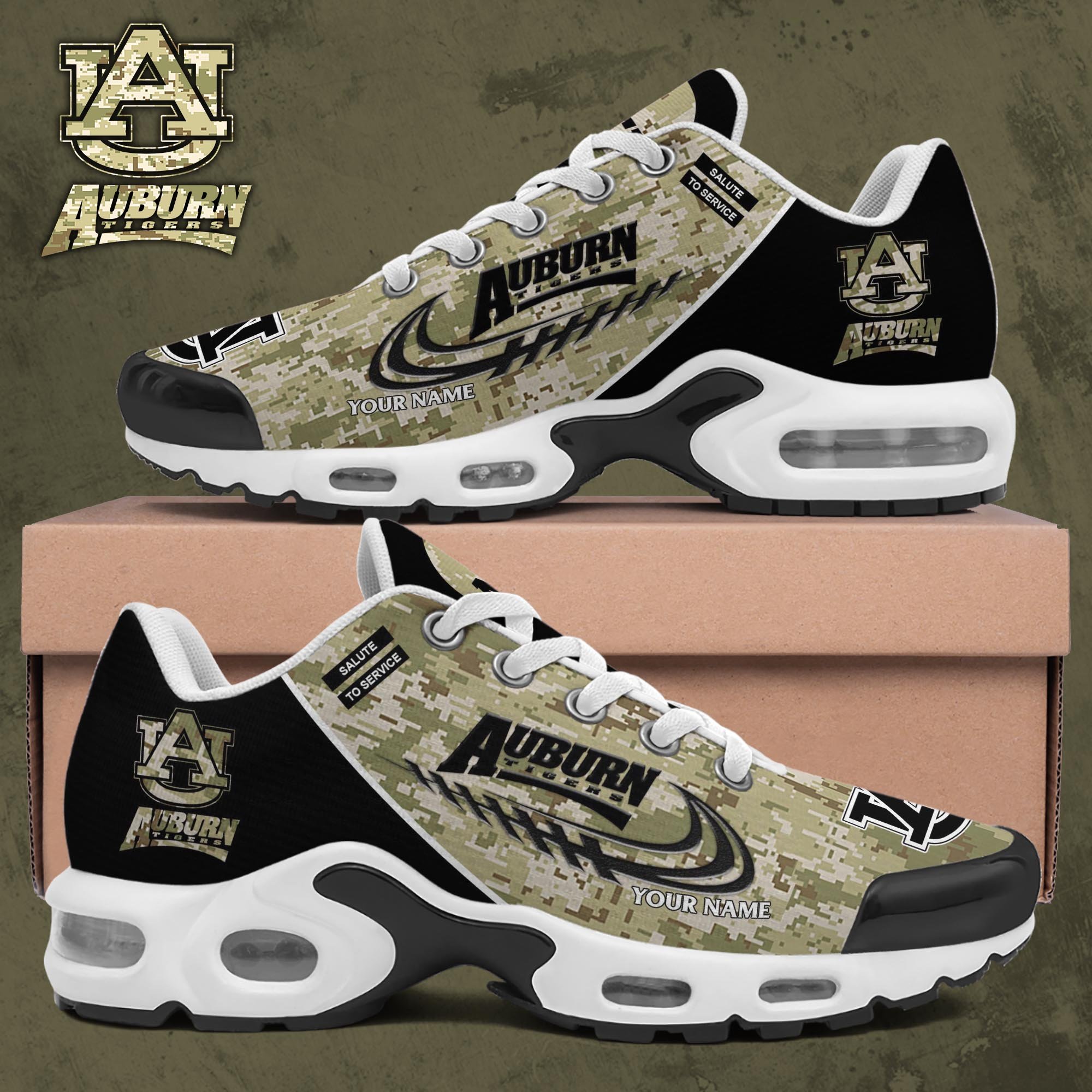 Auburn Tigers TN Shoes 2026 Version Custom Name, Camouflage Shoes, Gifts For Football Lovers