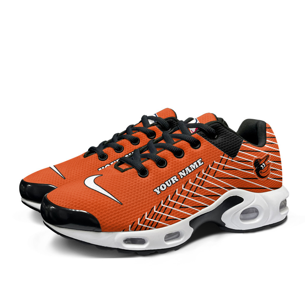 Baltimore Orioles Personalized Name Team Colors Jagged Lines TN Air Max Shoes Air Cushion Sneakers