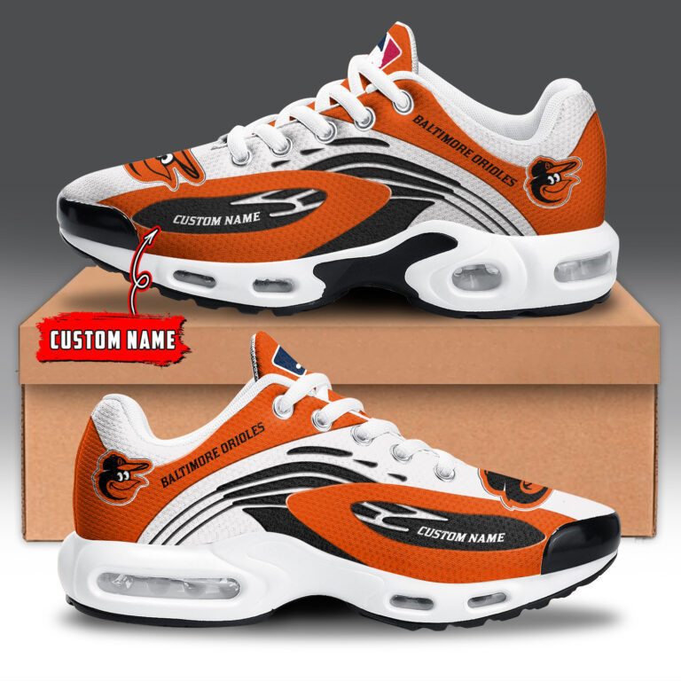 Baltimore Orioles Personalized Name Team Logo Mix Colors Wave Line TN Shoes Air Cushion Sneakers