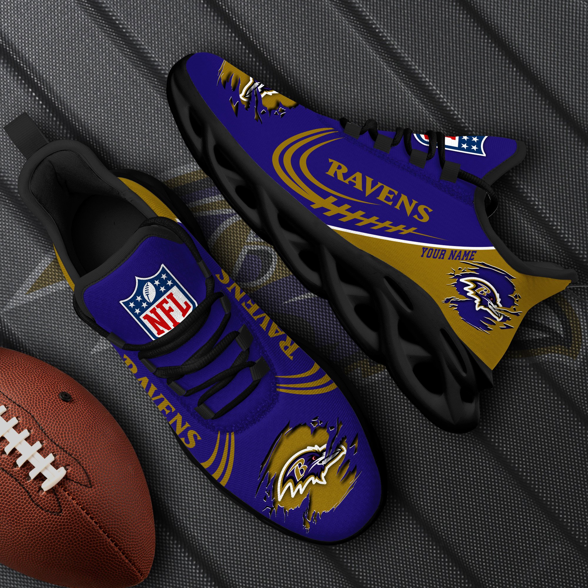 Baltimore Ravens Black Max Soul Shoes 2026 Versions Custom Name 003