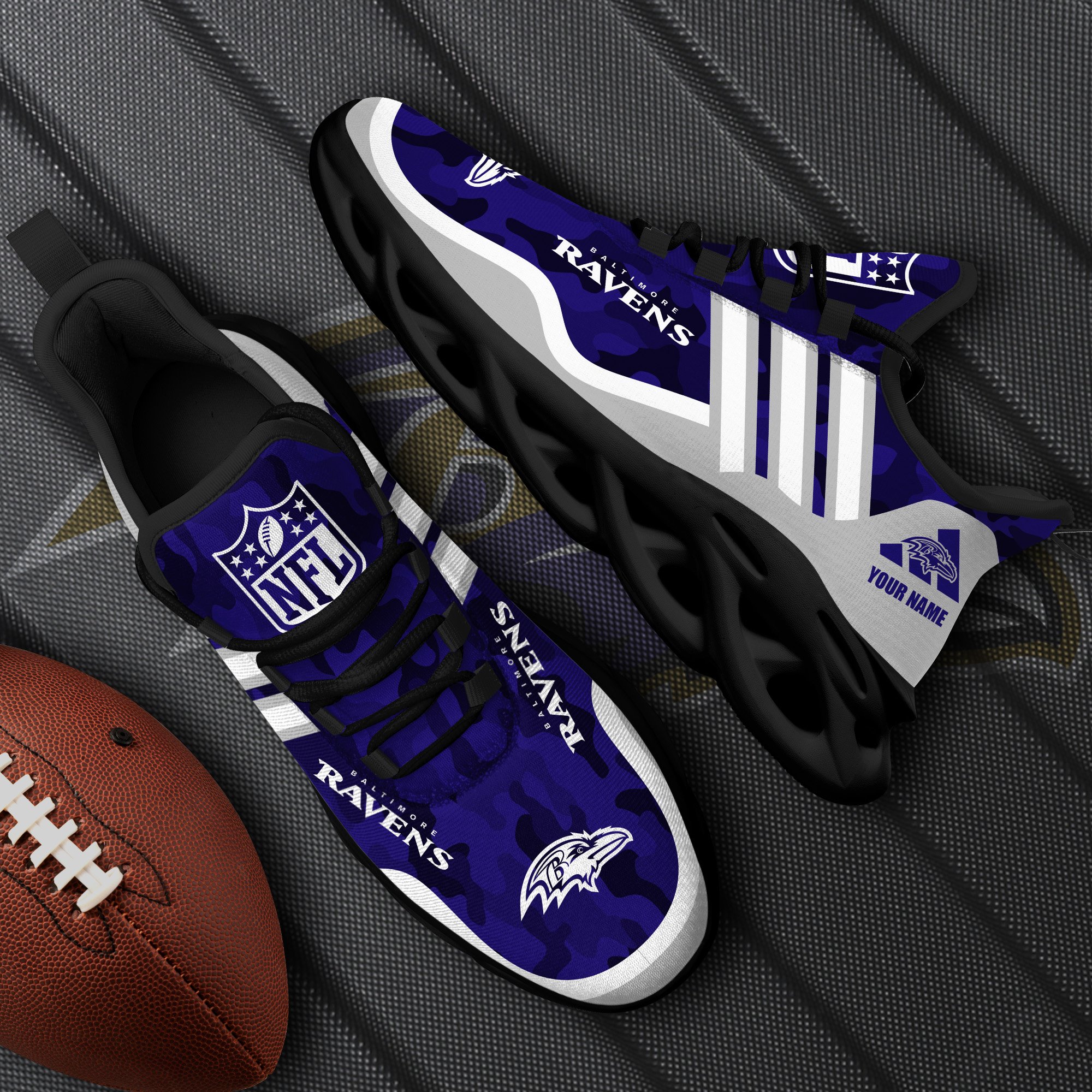 Baltimore Ravens Black Max Soul Shoes 2026 Versions Custom Name 430
