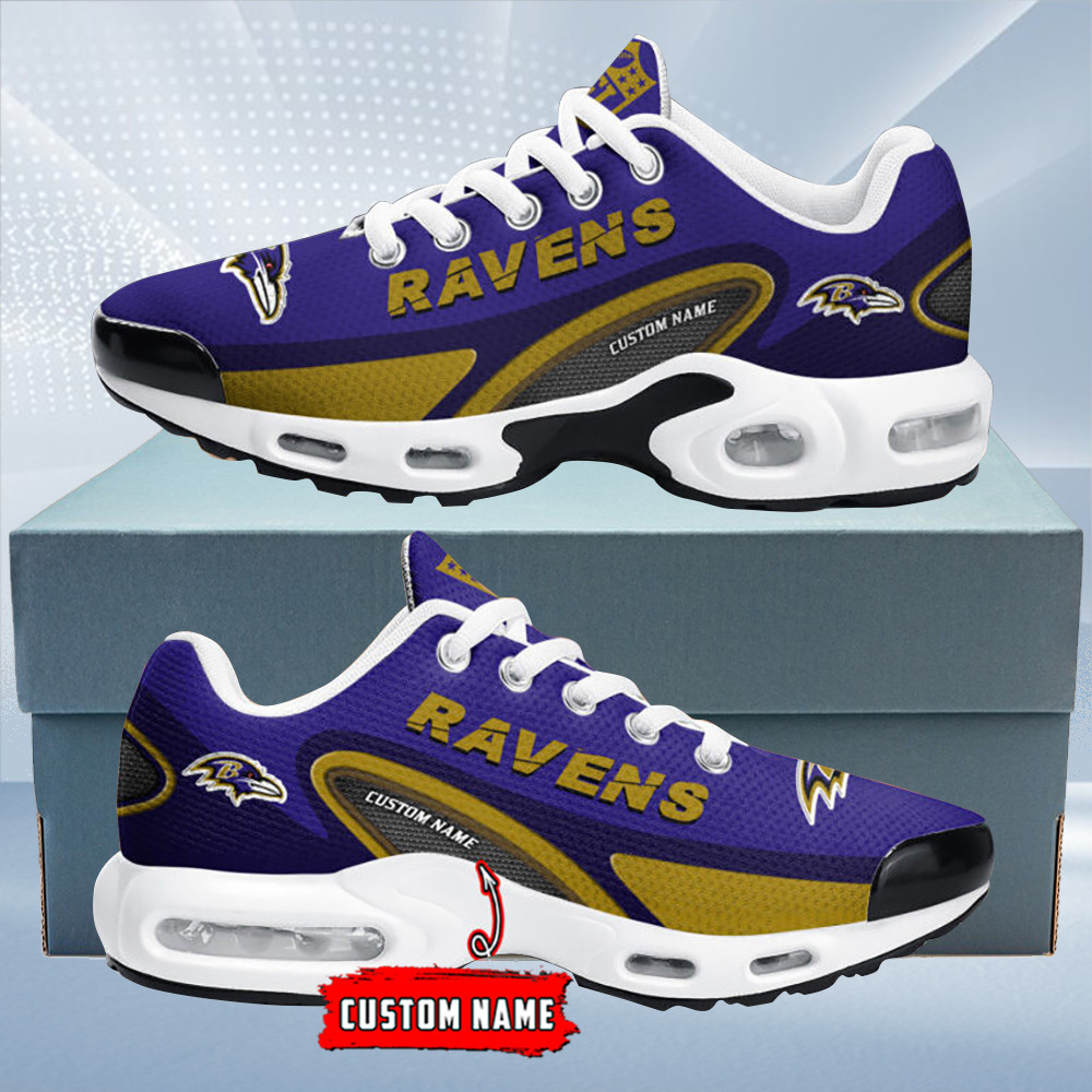 Baltimore Ravens Personalized Name Team Logo Mix Colors Oval Line TN Air Max Shoes Air Cushion Sneakers