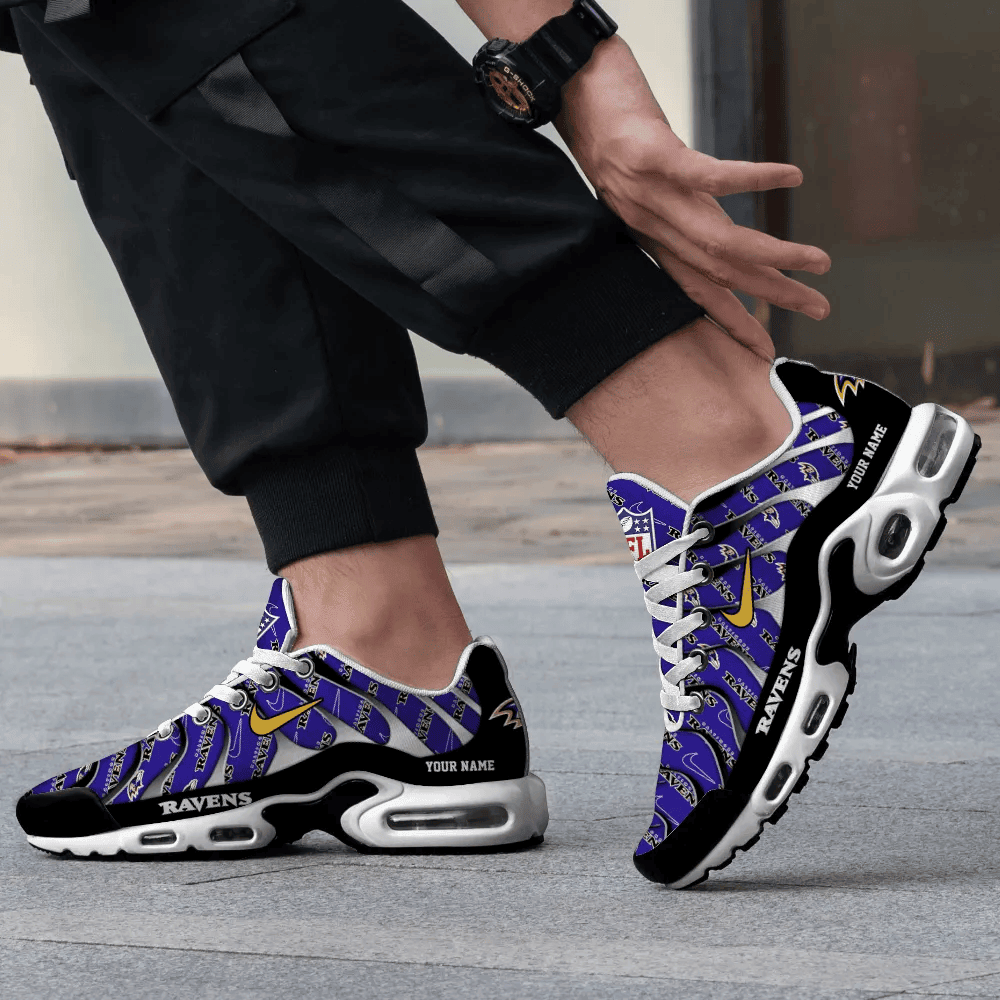 Baltimore Ravens Personalized Name Team Mix Colors V5 TN Air Max Shoes Air Cushion Sneakers