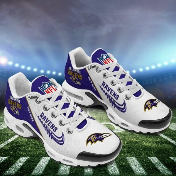 Baltimore Ravens Personalized Name Team Mix Colors Wing Logo TN Air Max Shoes Air Cushion Sneakers