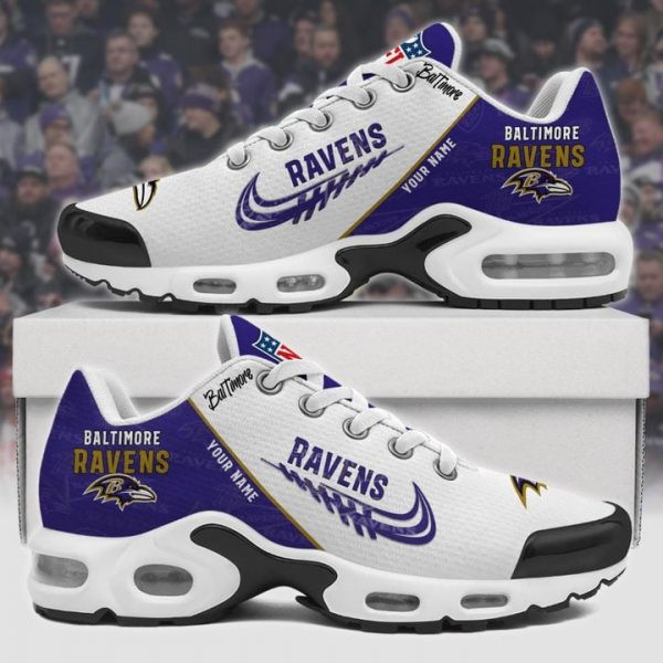 Baltimore Ravens Personalized Name Team Mix Colors Wing Logo TN Air Max Shoes Air Cushion Sneakers