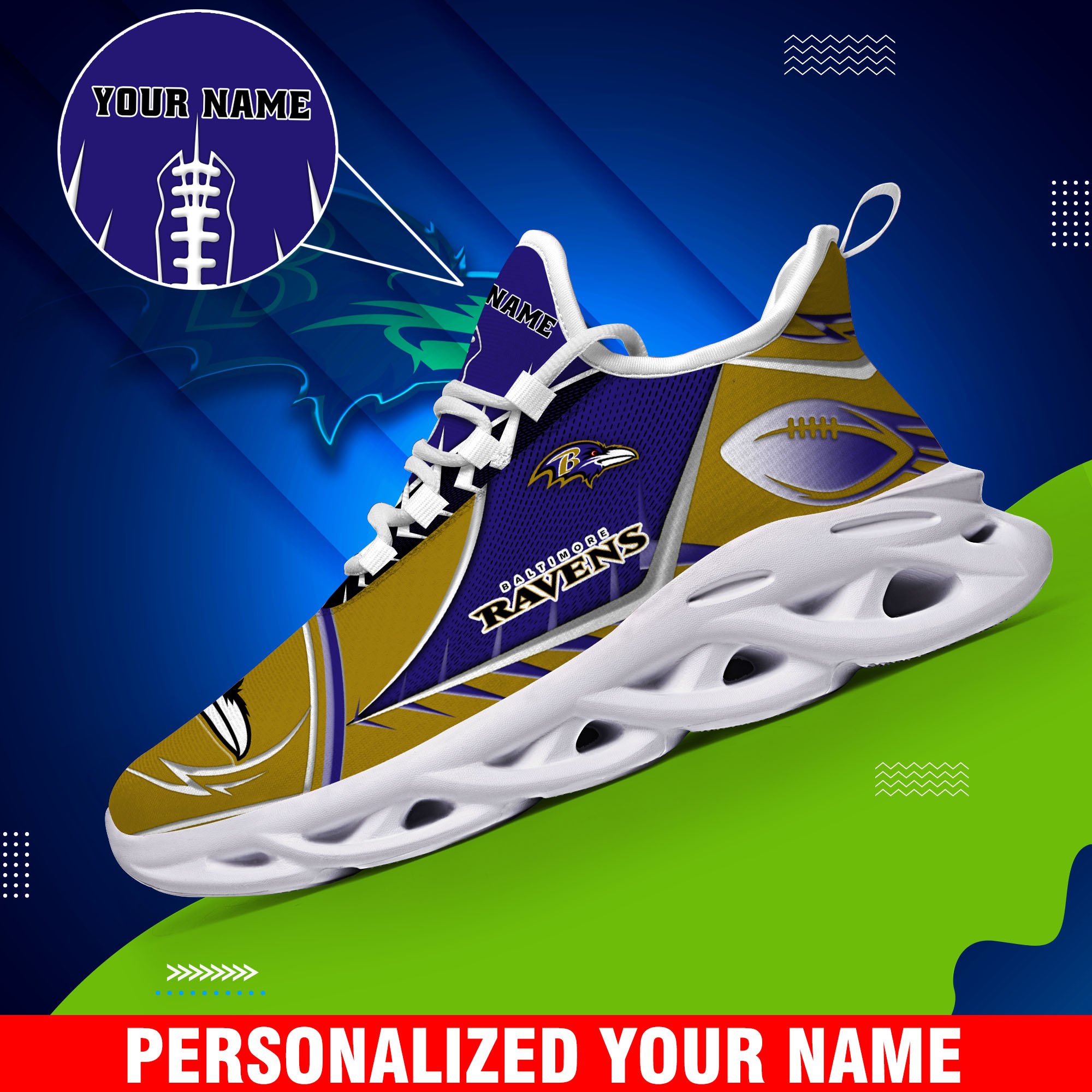 Baltimore Ravens Sport White C Sneakers 2026 Version Personalized Your Name 528