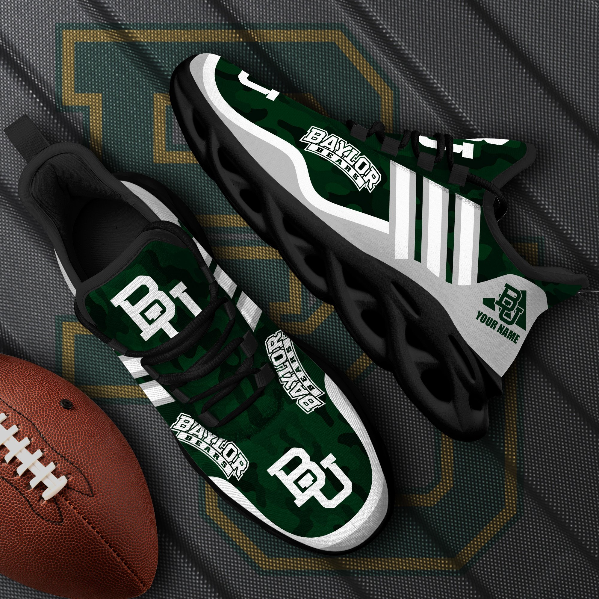 Baylor Bears Black Max Soul Shoes 2026 Versions Custom Name 466