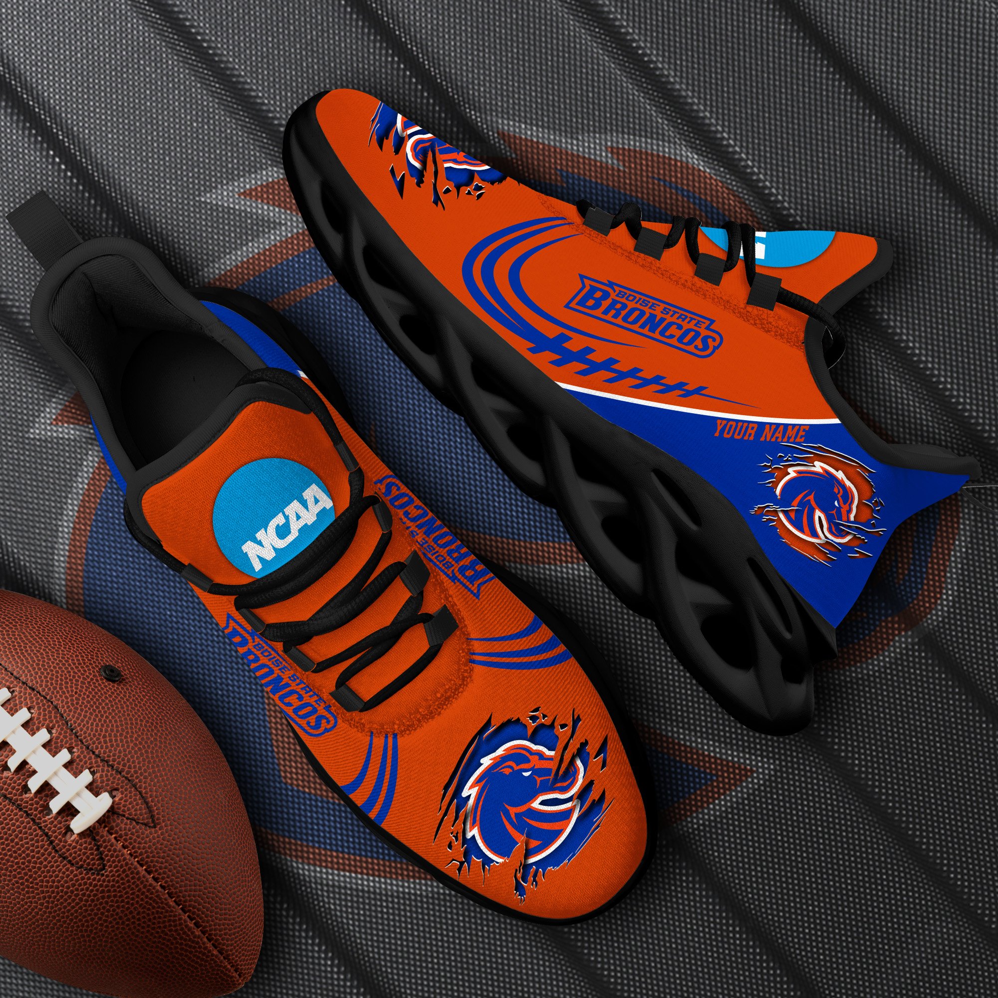 Boise State Broncos Black Max Soul Shoes 2026 Versions Custom Name 016