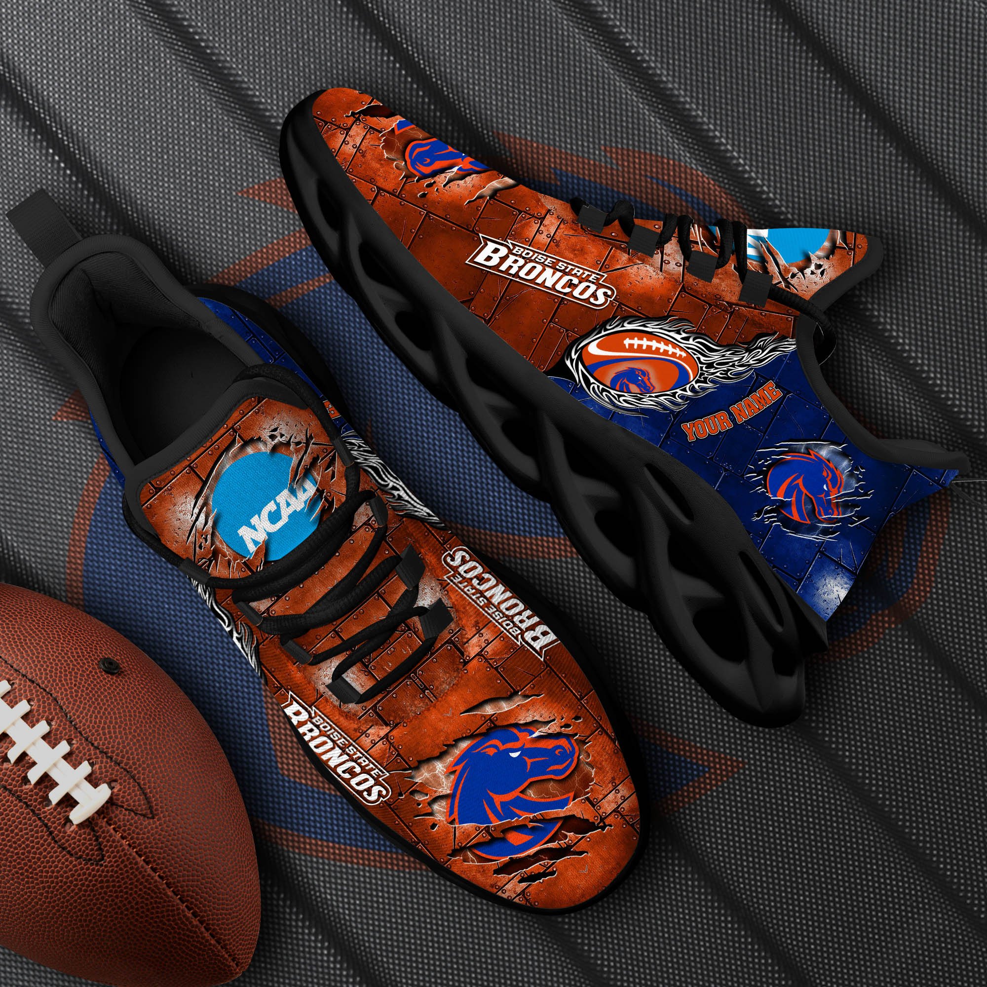 Boise State Broncos Black Max Soul Shoes 2026 Versions, White Max Soul Shoes Custom Your Name PH879