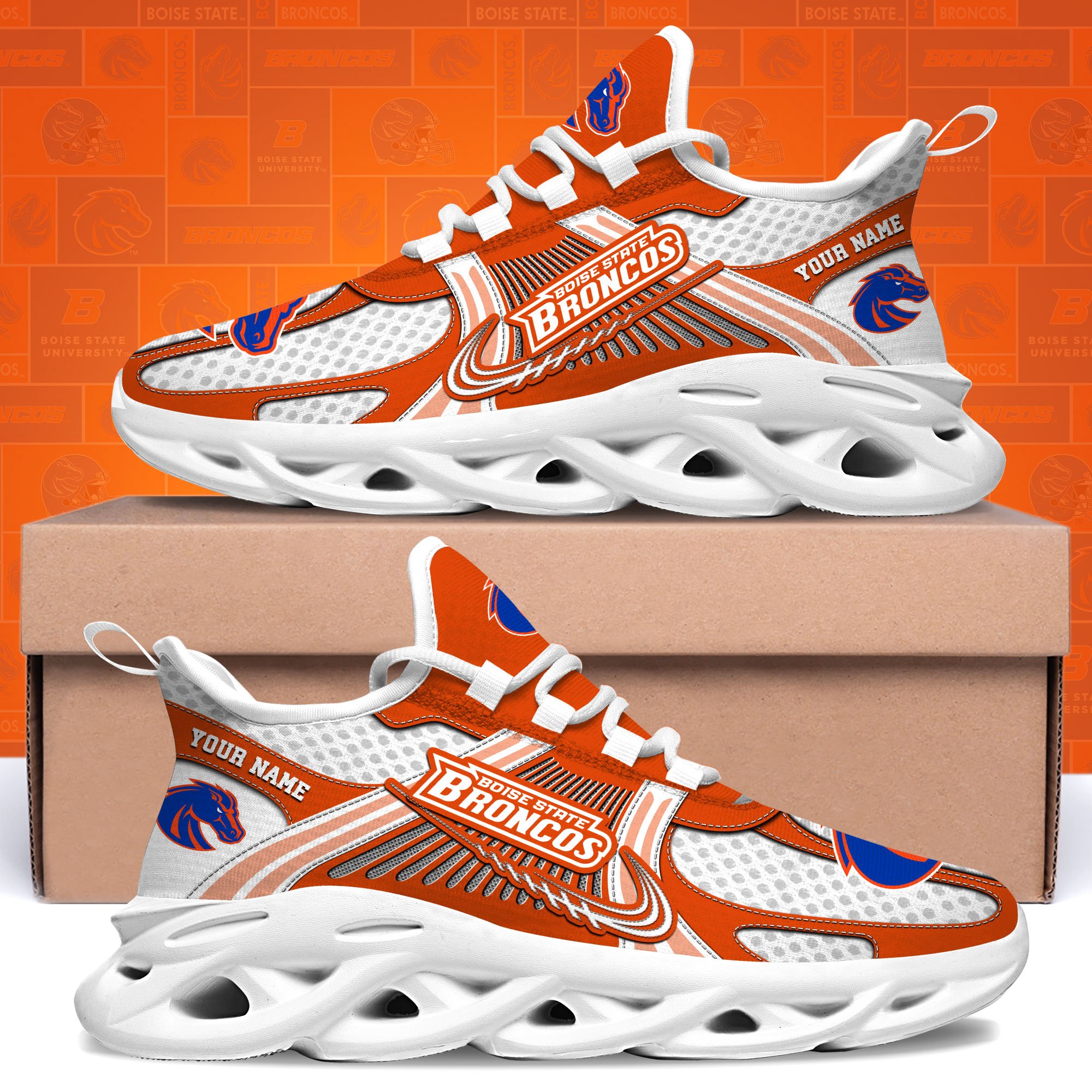 Boise State Broncos Clunky Sneakers Custom Your Name, Sport Sneakers, Sport Gifts For Fan, Gifts For Him