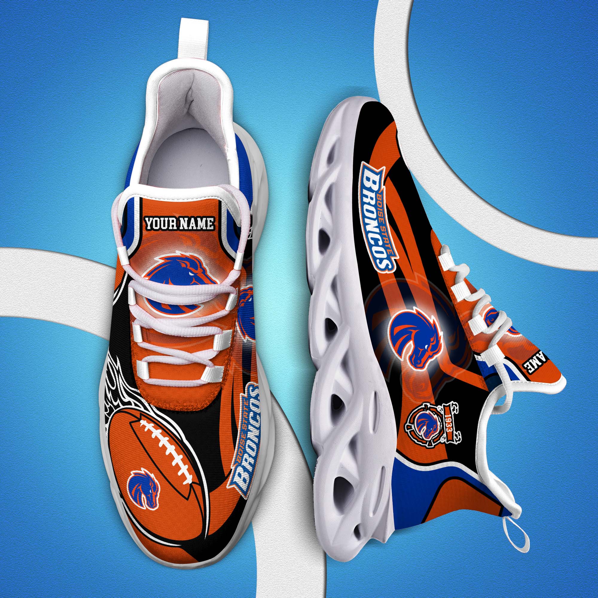 Boise State Broncos White C Sneakers 2026 Version Personalized Your Name 090