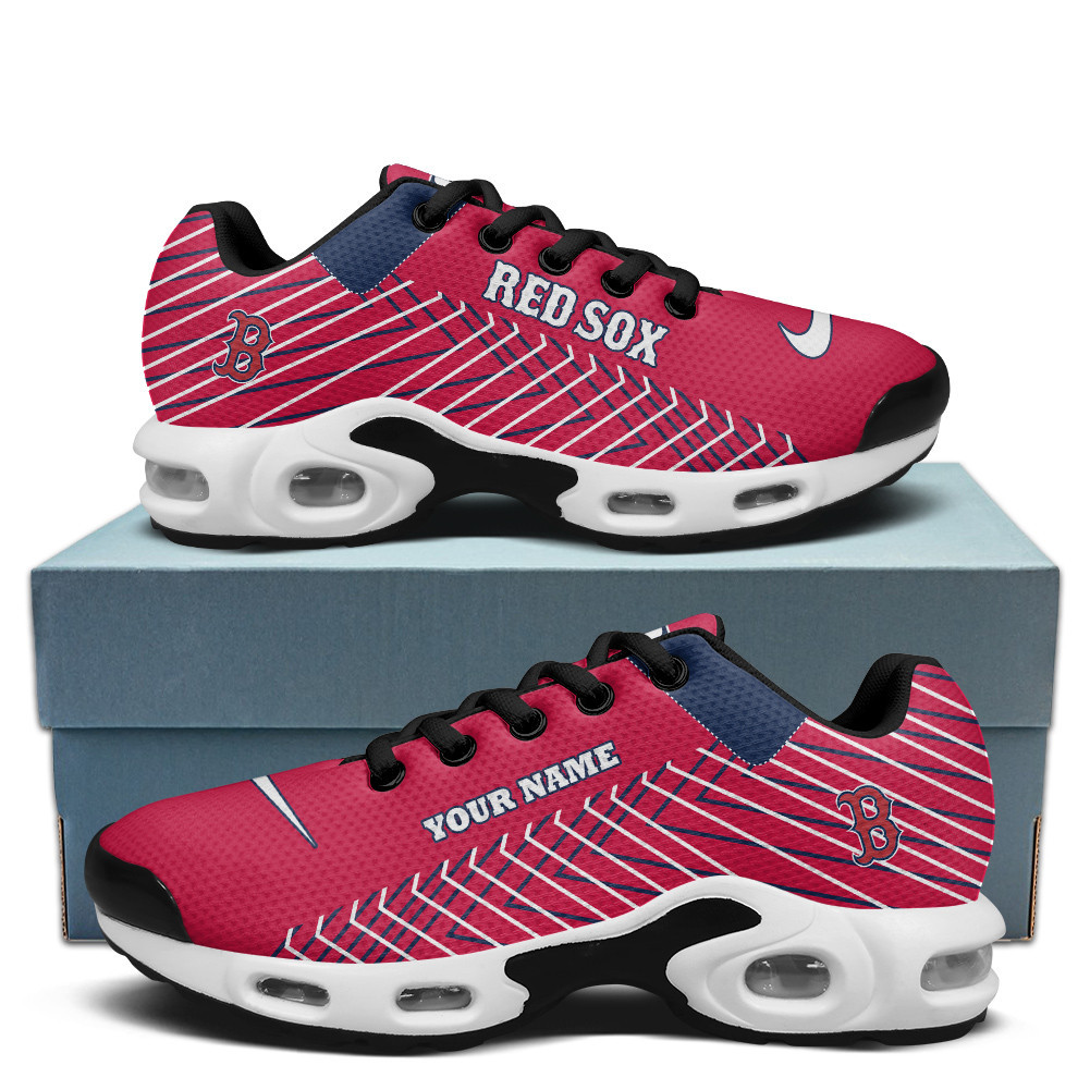 Boston Red Sox Personalized Name Team Colors Jagged Lines TN Air Max Shoes Air Cushion Sneakers