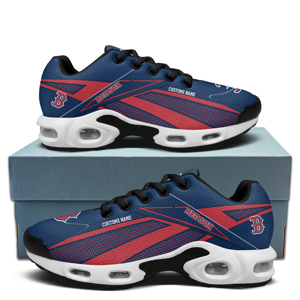 Boston Red Sox Personalized Name Team Colors Supersonic Line Pattern TN Shoes Air Cushion Sneakers