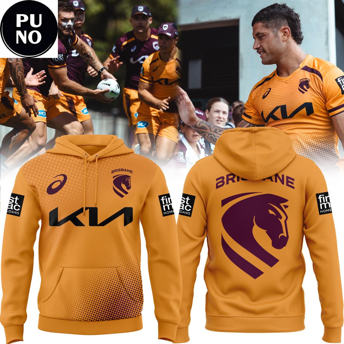 Brisbane Broncos 2026 Mens Yellow Training  Hoodie T-Shirt 