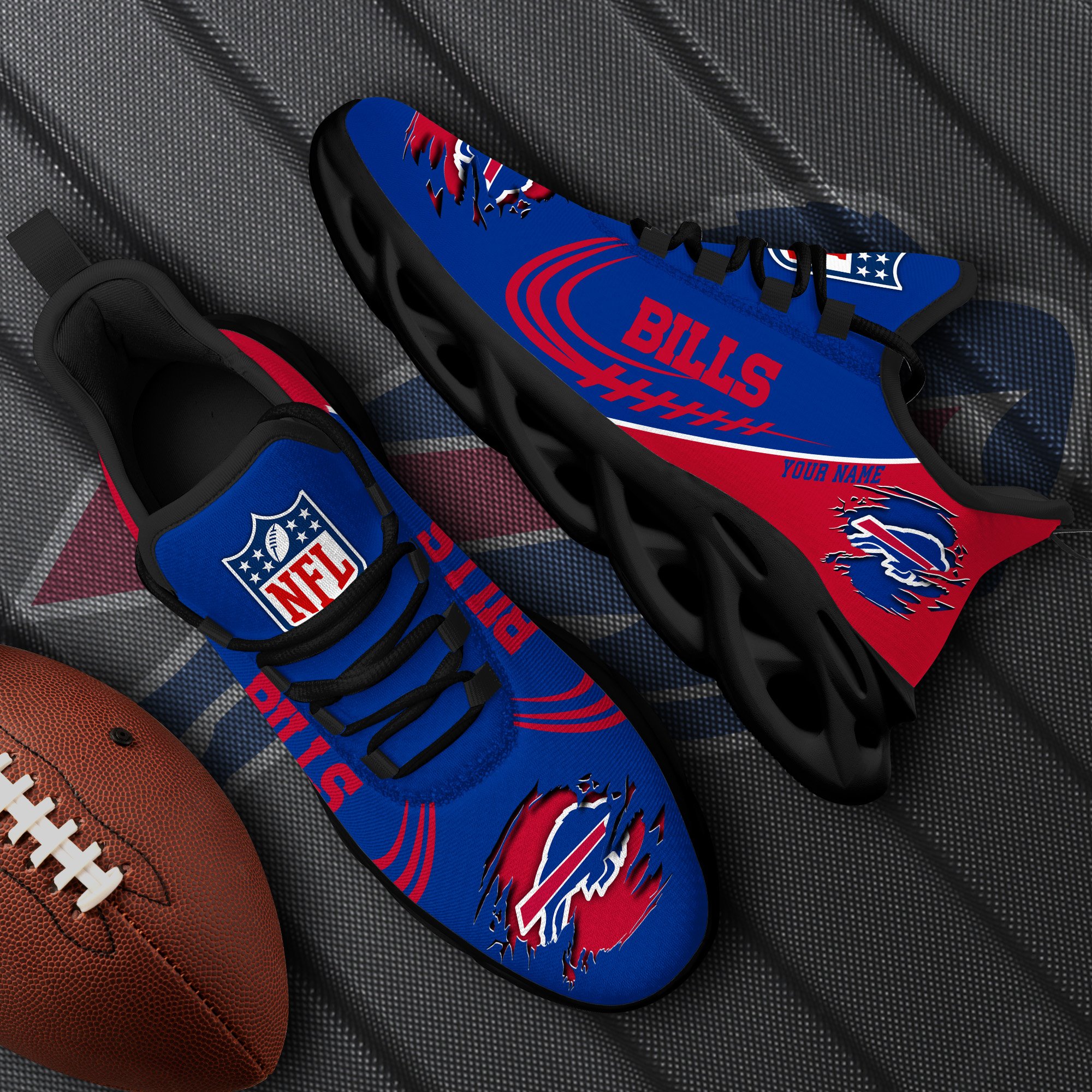 Buffalo Bills Black Max Soul Shoes 2026 Versions Custom Name 003