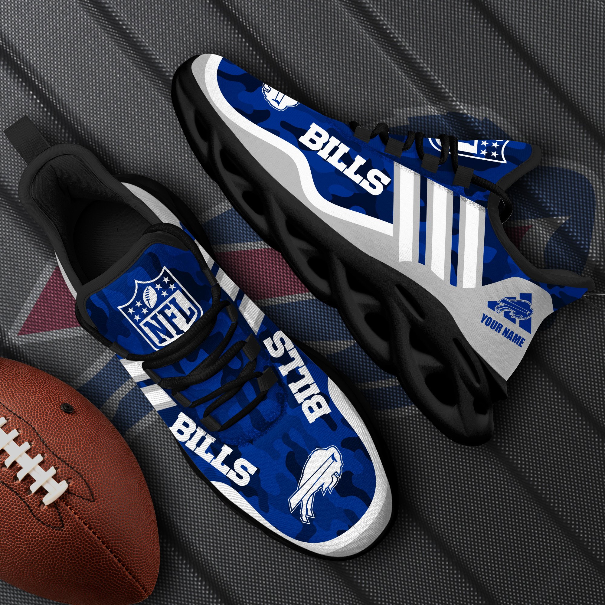 Buffalo Bills Black Max Soul Shoes 2026 Versions Custom Name 430