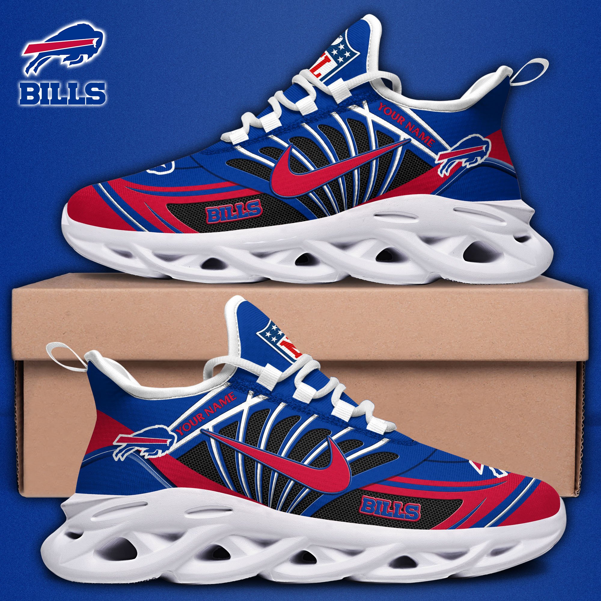 Buffalo Bills Black Max Soul Shoes 2026 Versions Custom Name 898