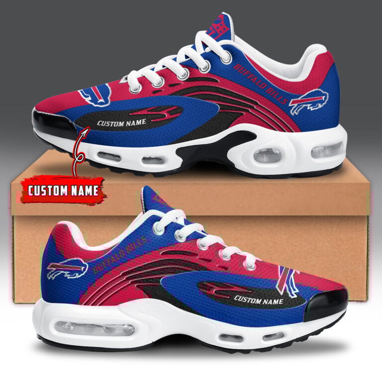 Buffalo Bills Personalized Name Team Logo Mix Colors Wave Line TN Shoes Air Cushion Sneakers