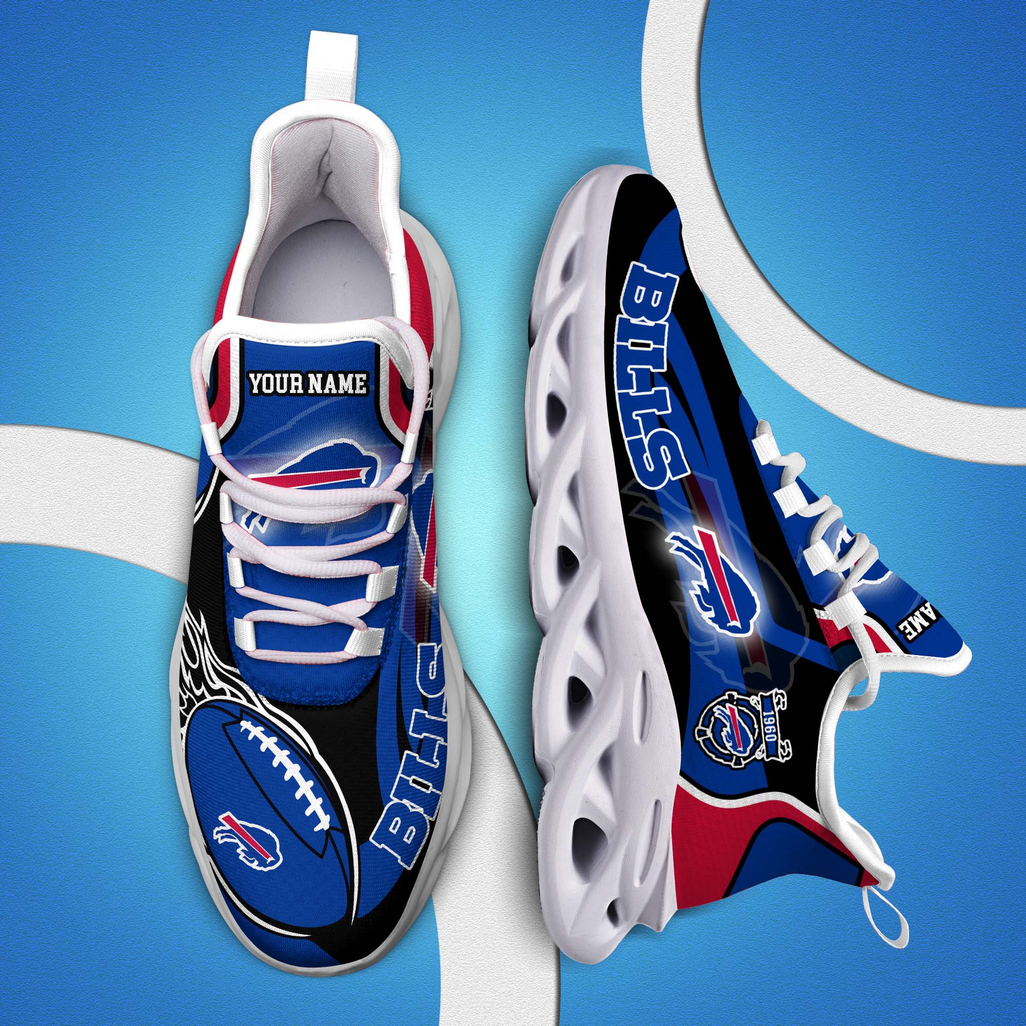 Buffalo Bills White C Sneakers 2026 Version Personalized Your Name 090